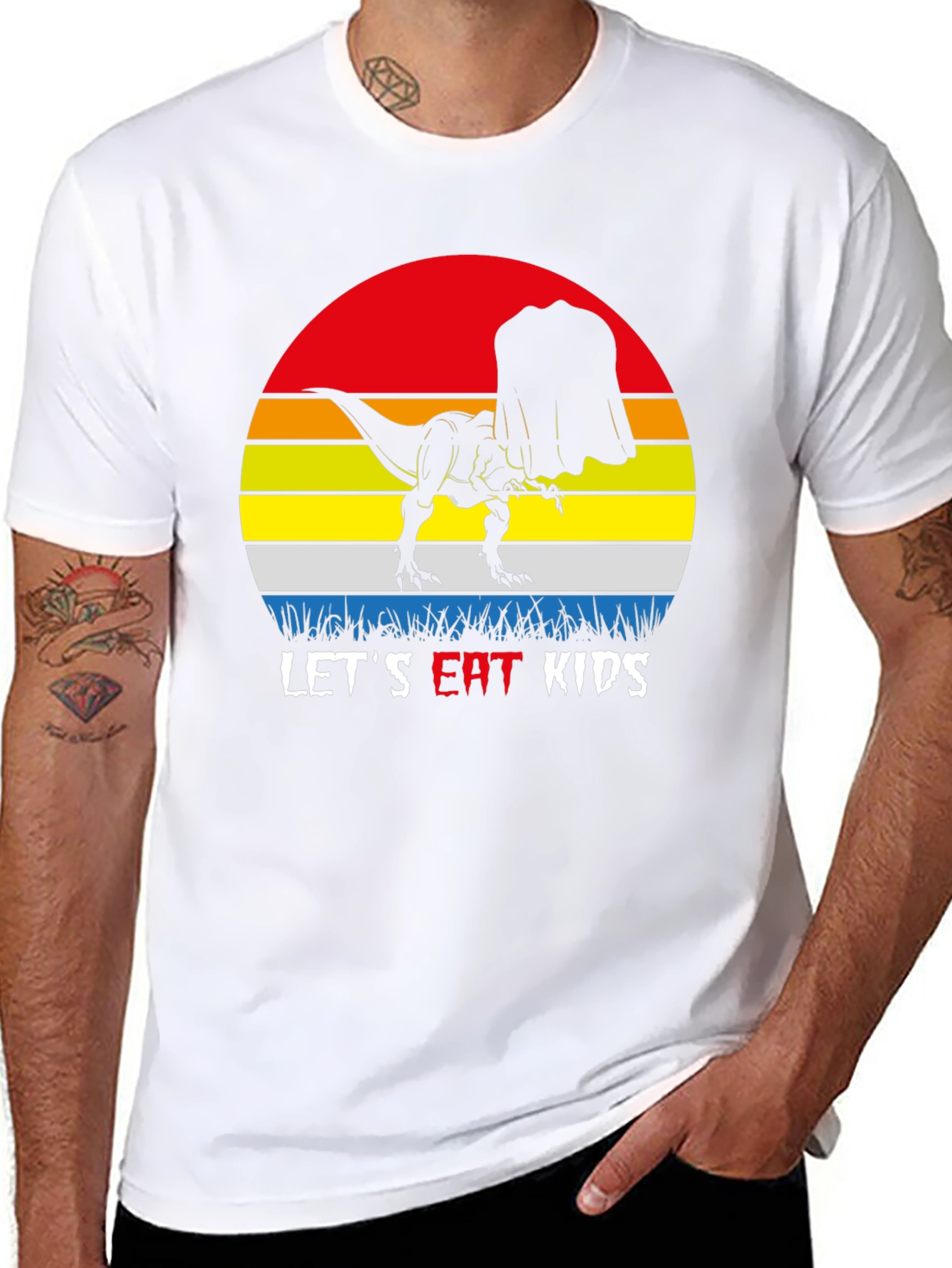 Dinosaur Lets Eat Kids Graphic T-Shirt