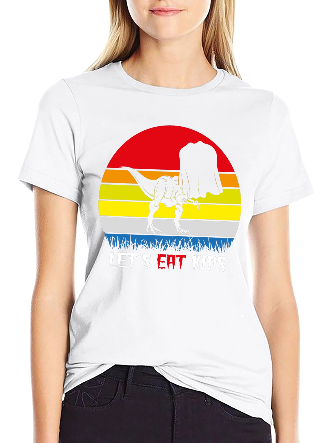 Dinosaur Lets Eat Kids Graphic T-Shirt