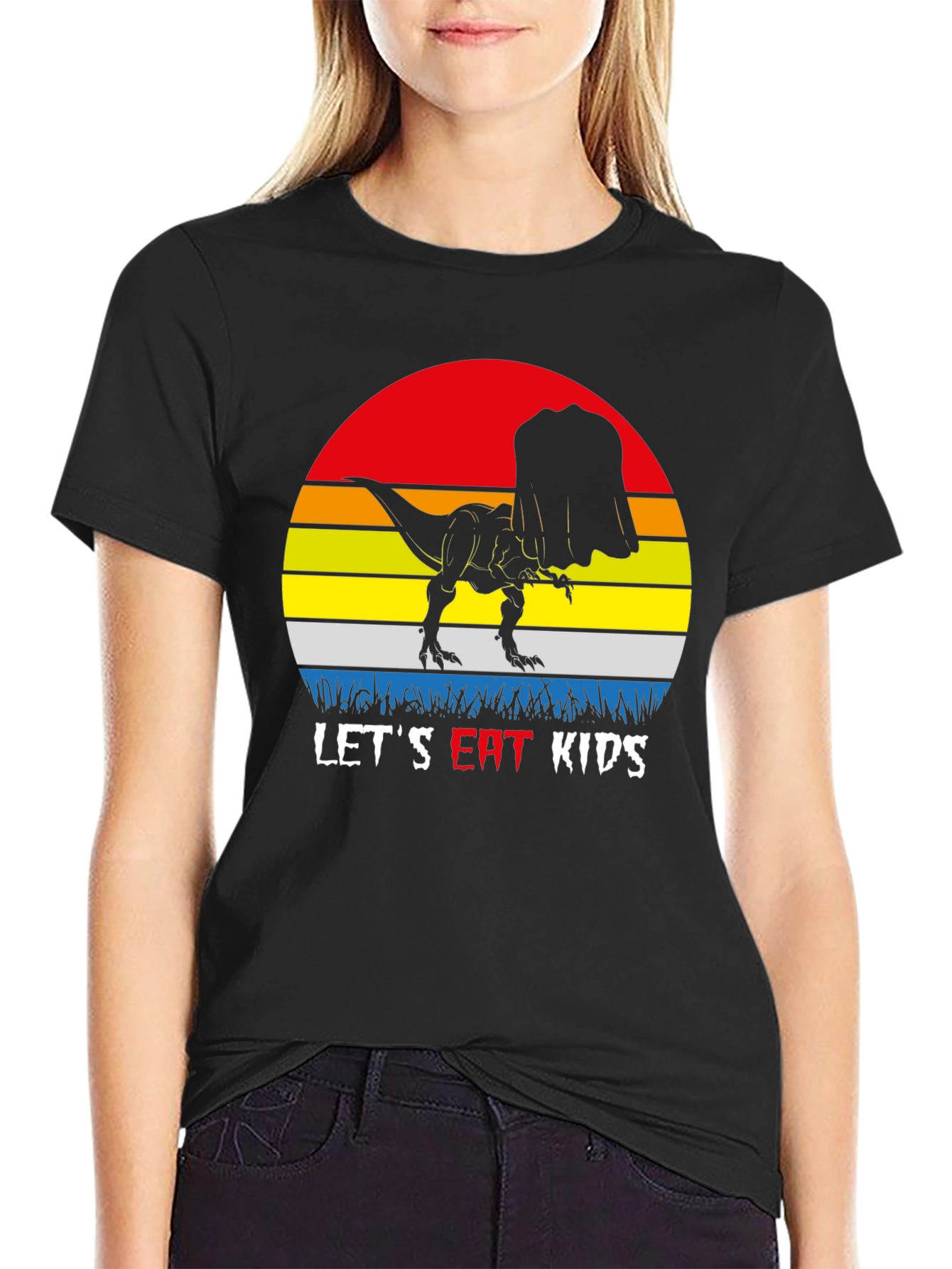 Dinosaur Lets Eat Kids Graphic T-Shirt