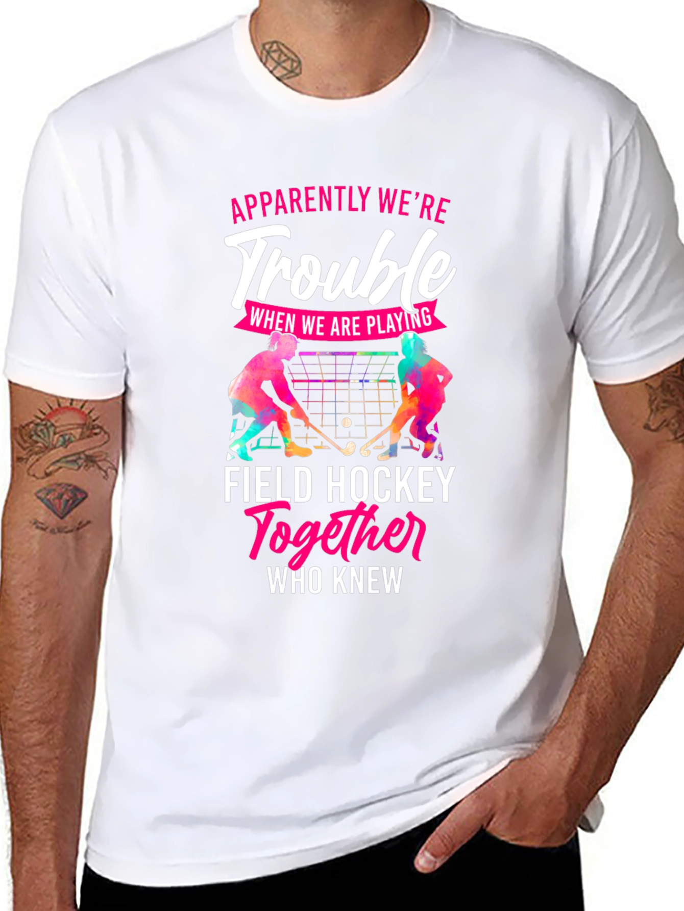 Funny Field Hockey Trouble T-Shirt