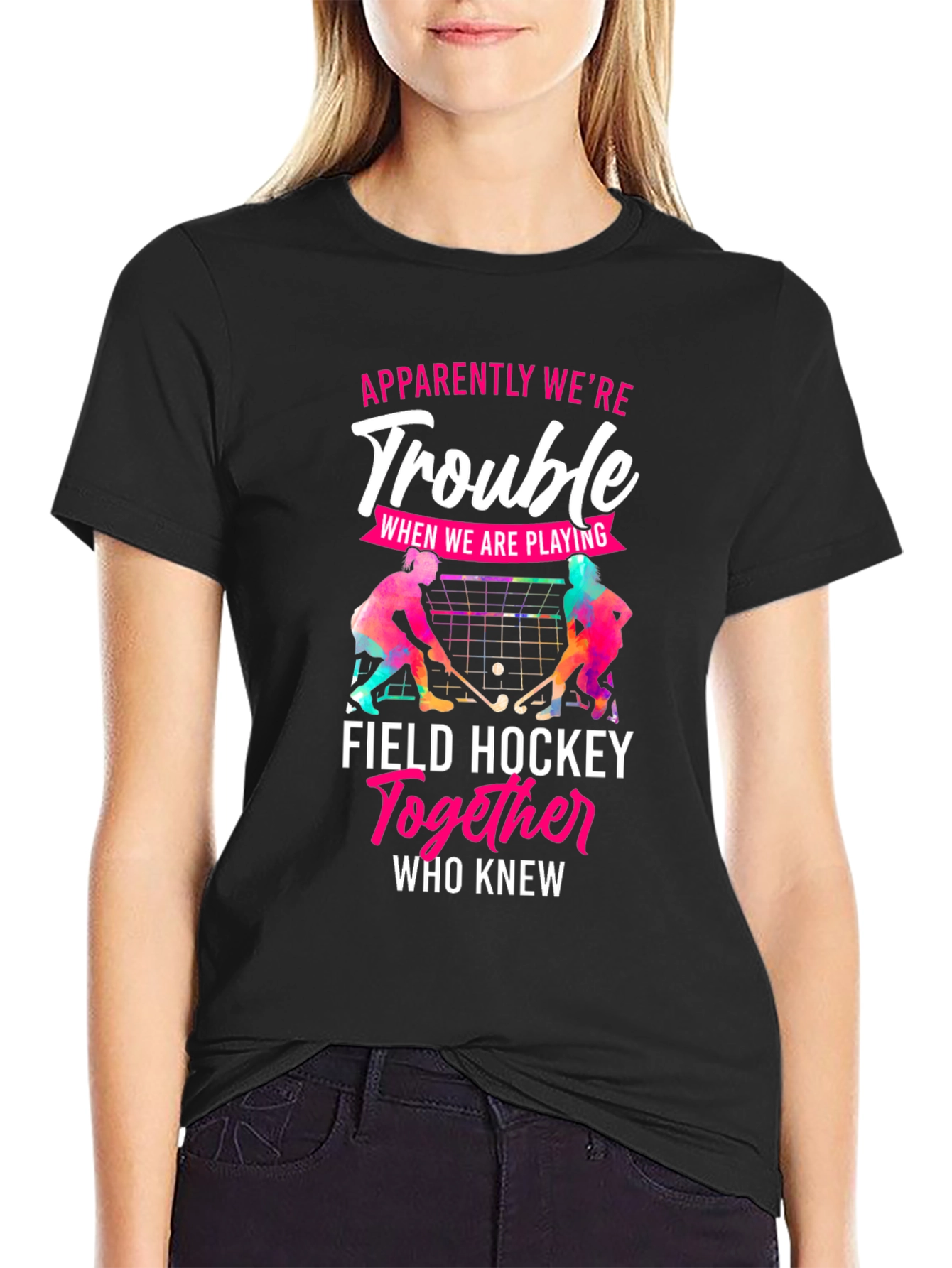 Funny Field Hockey Trouble T-Shirt