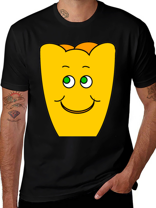Funny Smiling Yellow Character Black T-Shirt