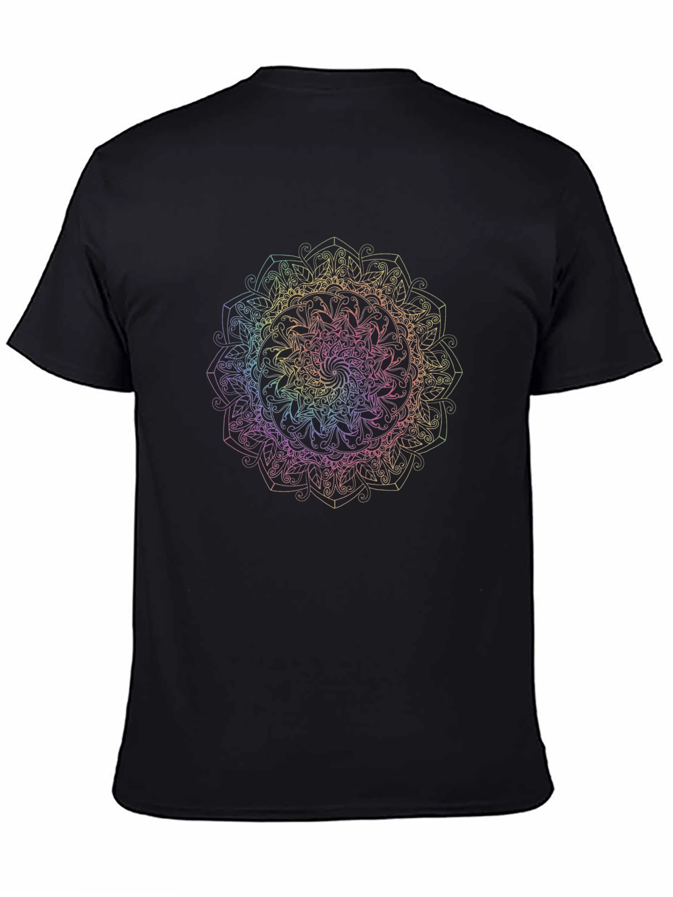 Rainbow Mandala Graphic Black T-Shirt