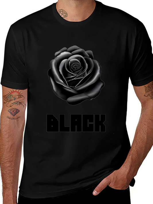 Black Rose Graphic Tee - Stylish Mens T-Shirt