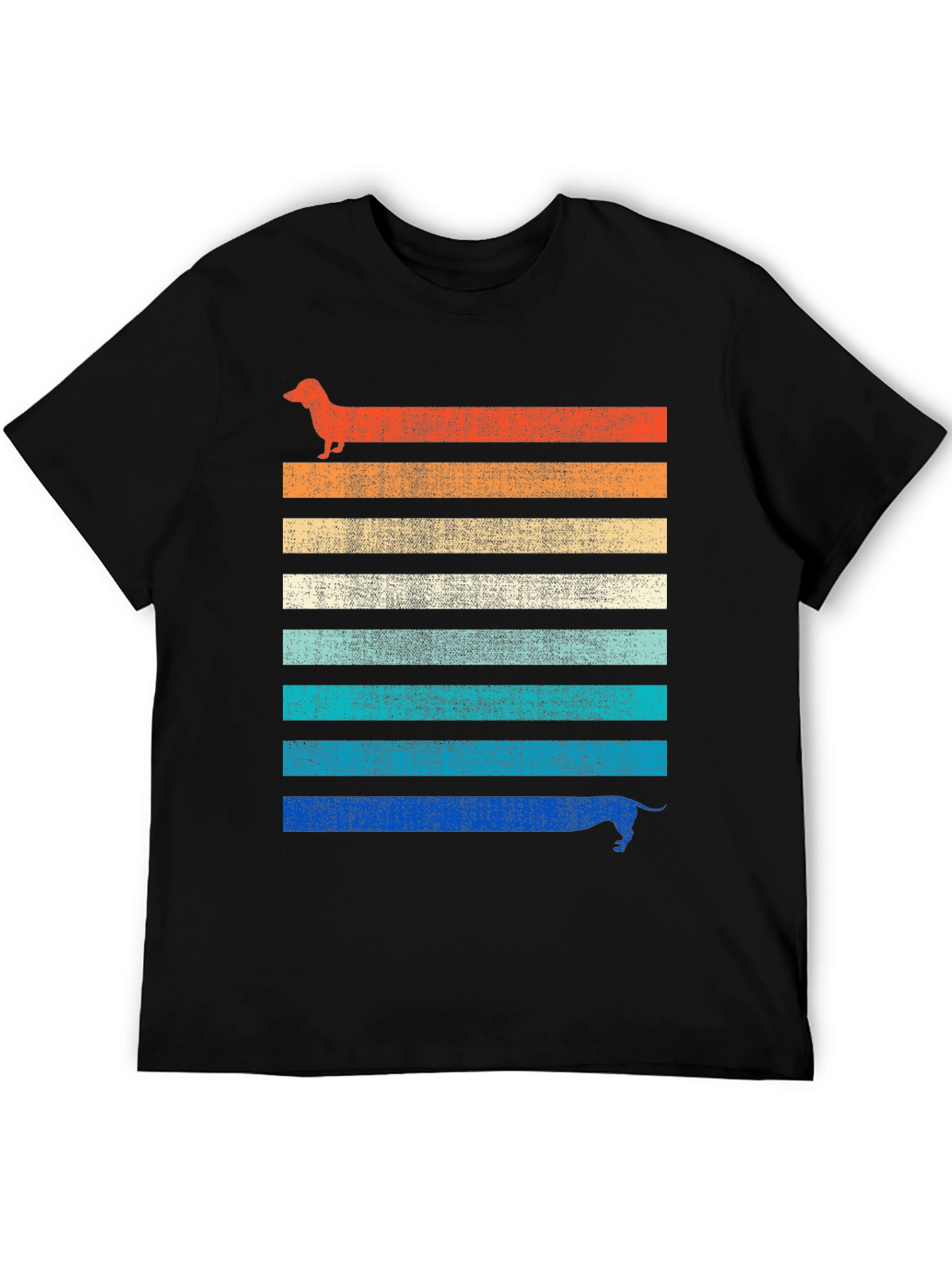 Retro Dachshund Striped Graphic Tee