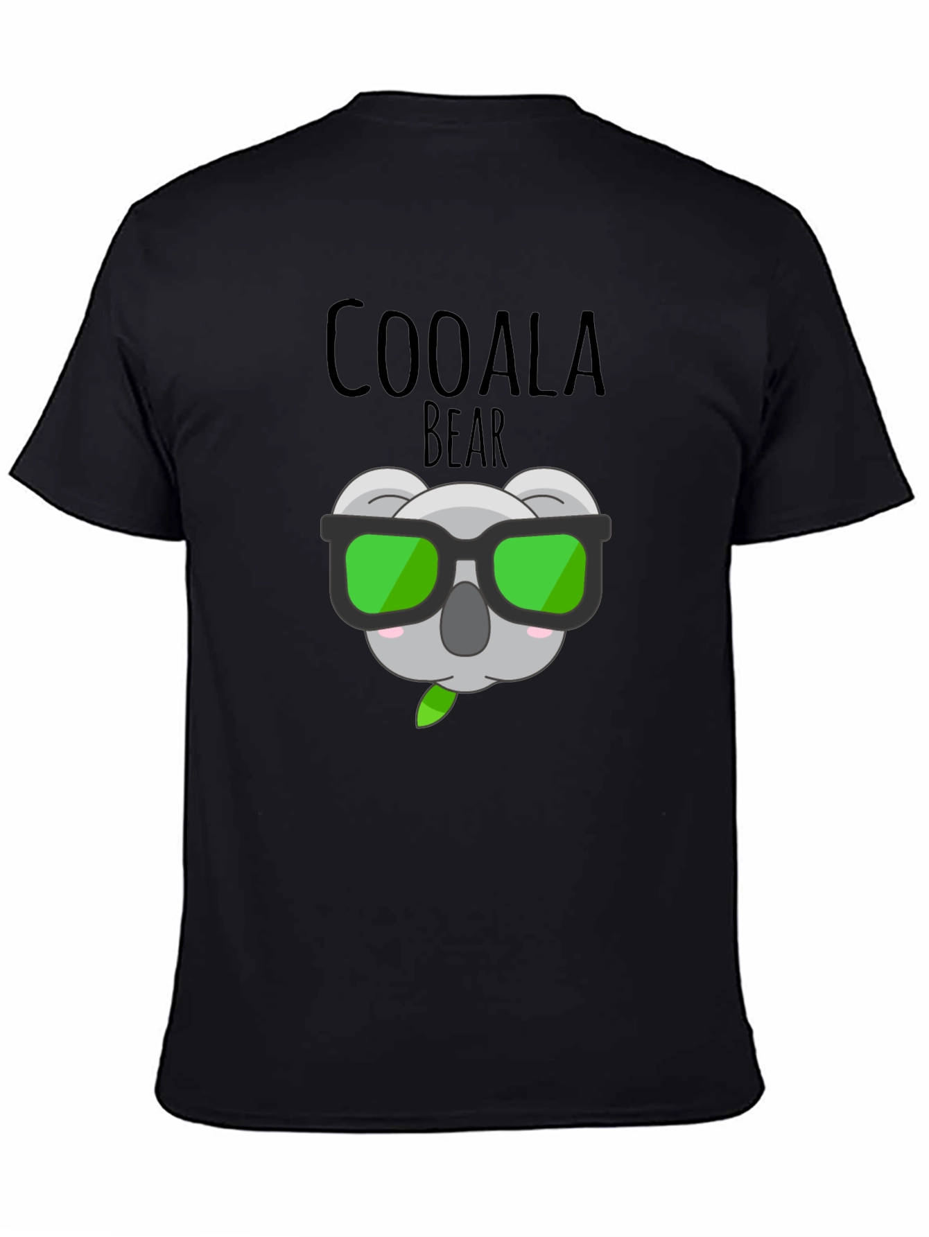 Coolala Bear T-Shirt - Black Cartoon Koala with Sunglasses
