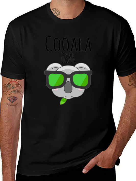 Coolala Bear T-Shirt - Black Cartoon Koala with Sunglasses