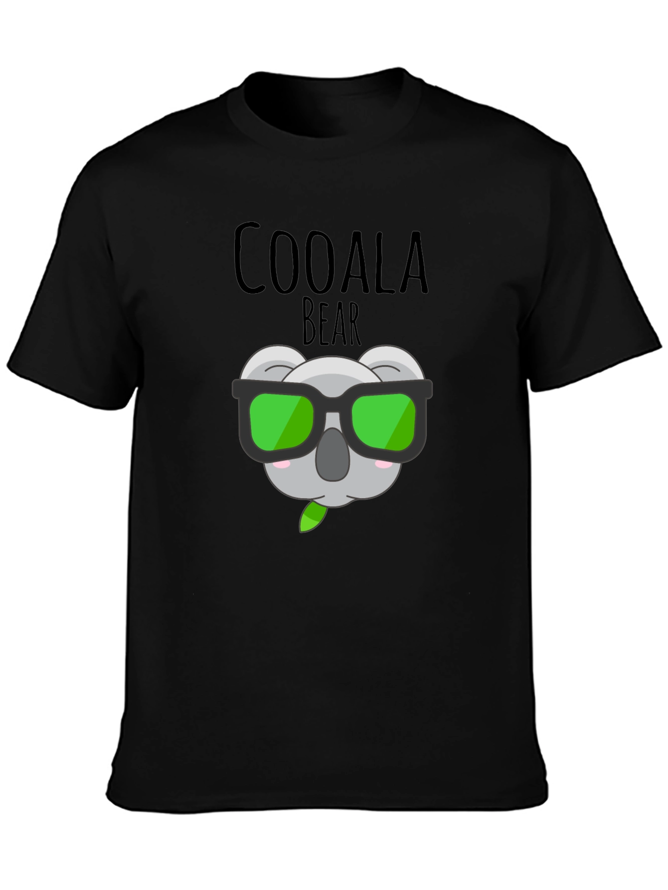 Coolala Bear T-Shirt - Black Cartoon Koala with Sunglasses