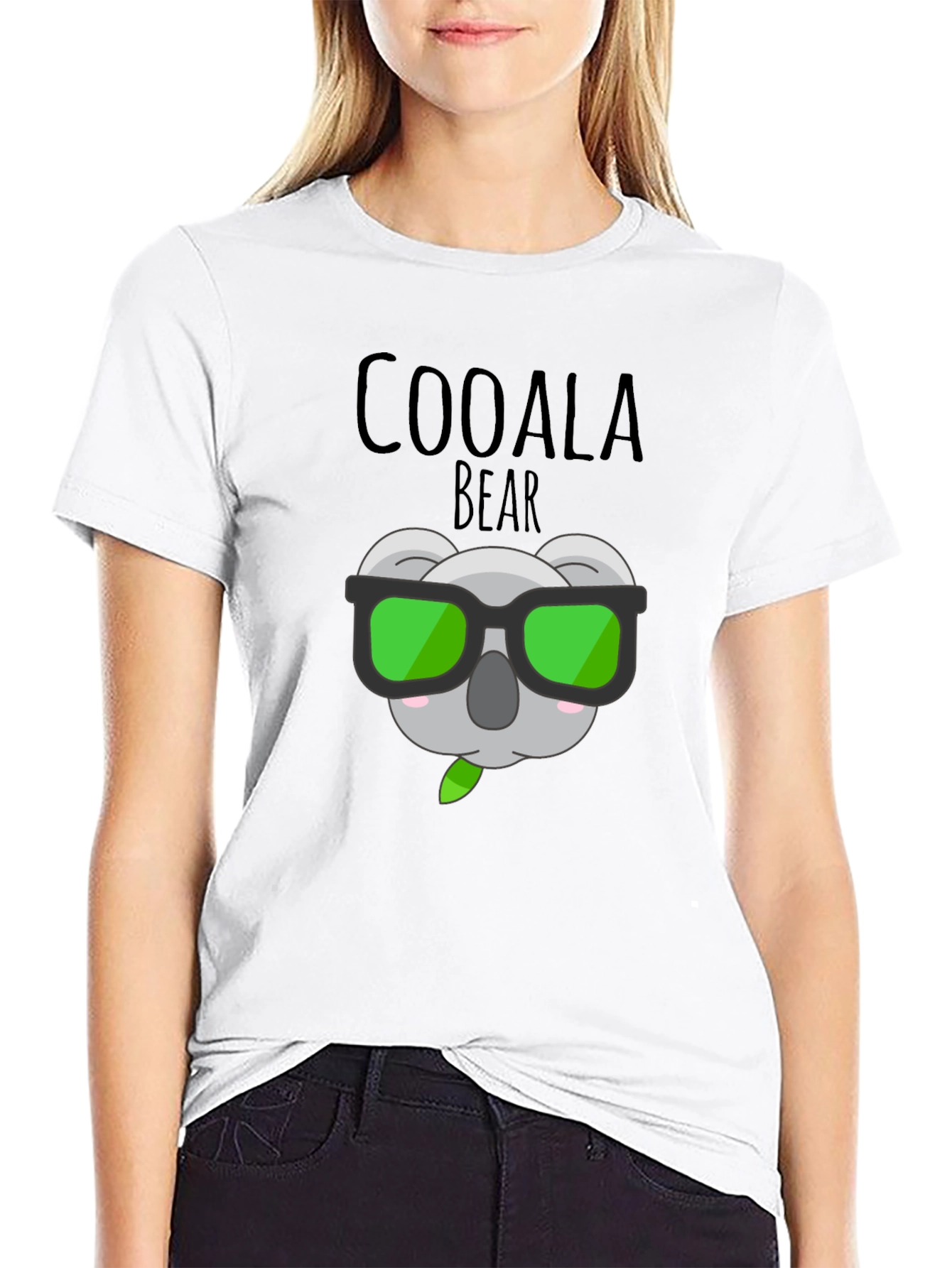 Coolala Bear T-Shirt - Black Cartoon Koala with Sunglasses