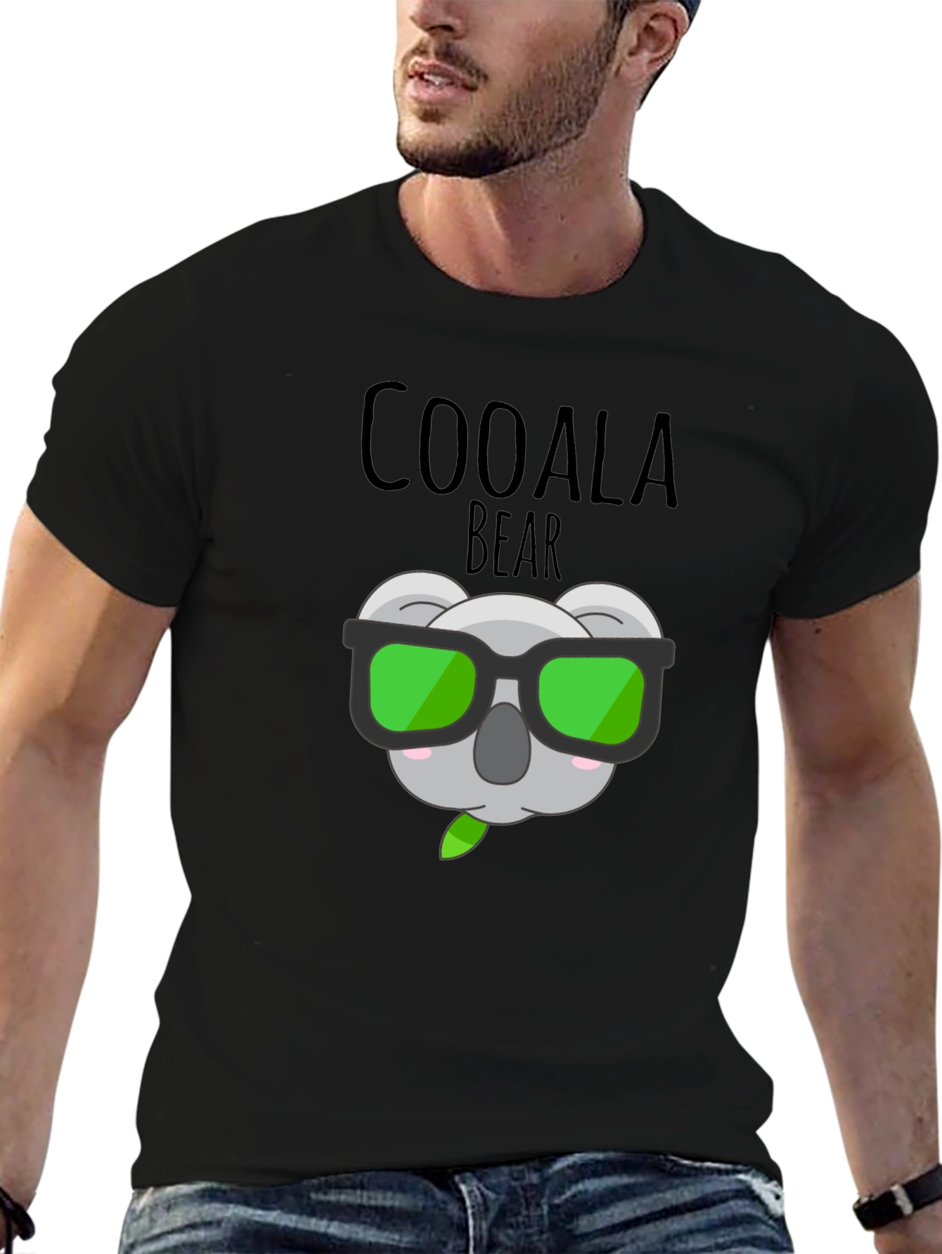 Coolala Bear T-Shirt - Black Cartoon Koala with Sunglasses