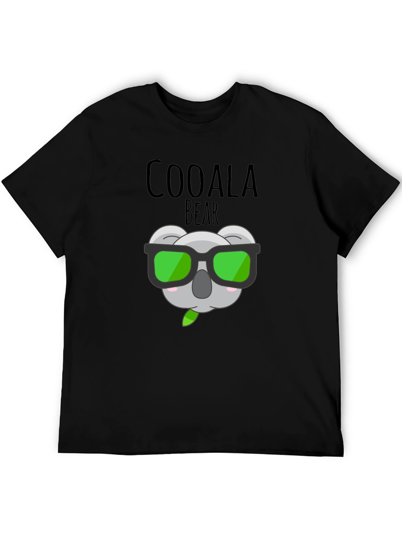 Coolala Bear T-Shirt - Black Cartoon Koala with Sunglasses