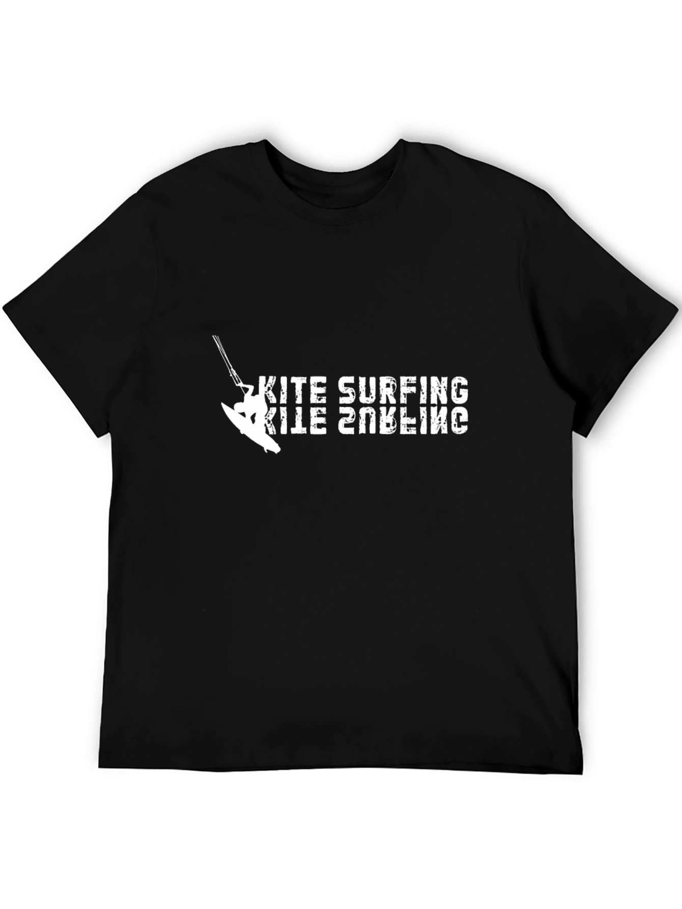 Kite Surfing Graphic Tee - Black Cotton T-Shirt