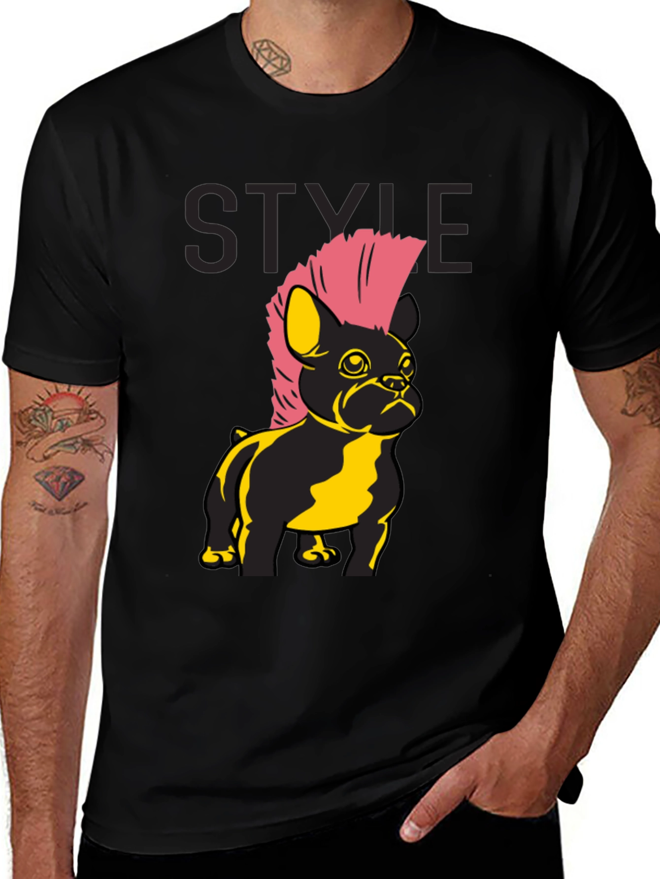 Punk Bulldog Graphic Tee - Black