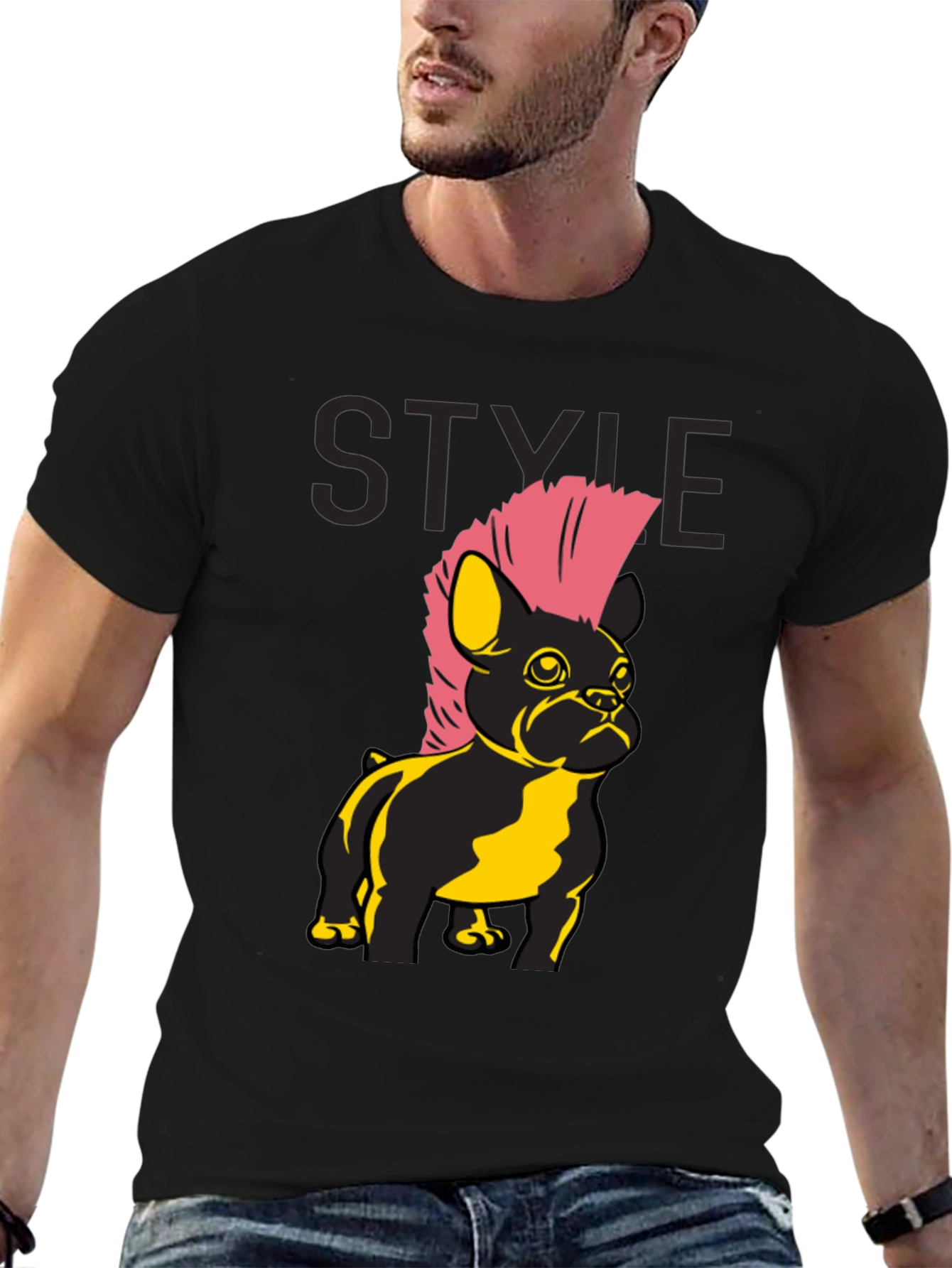Punk Bulldog Graphic Tee - Black