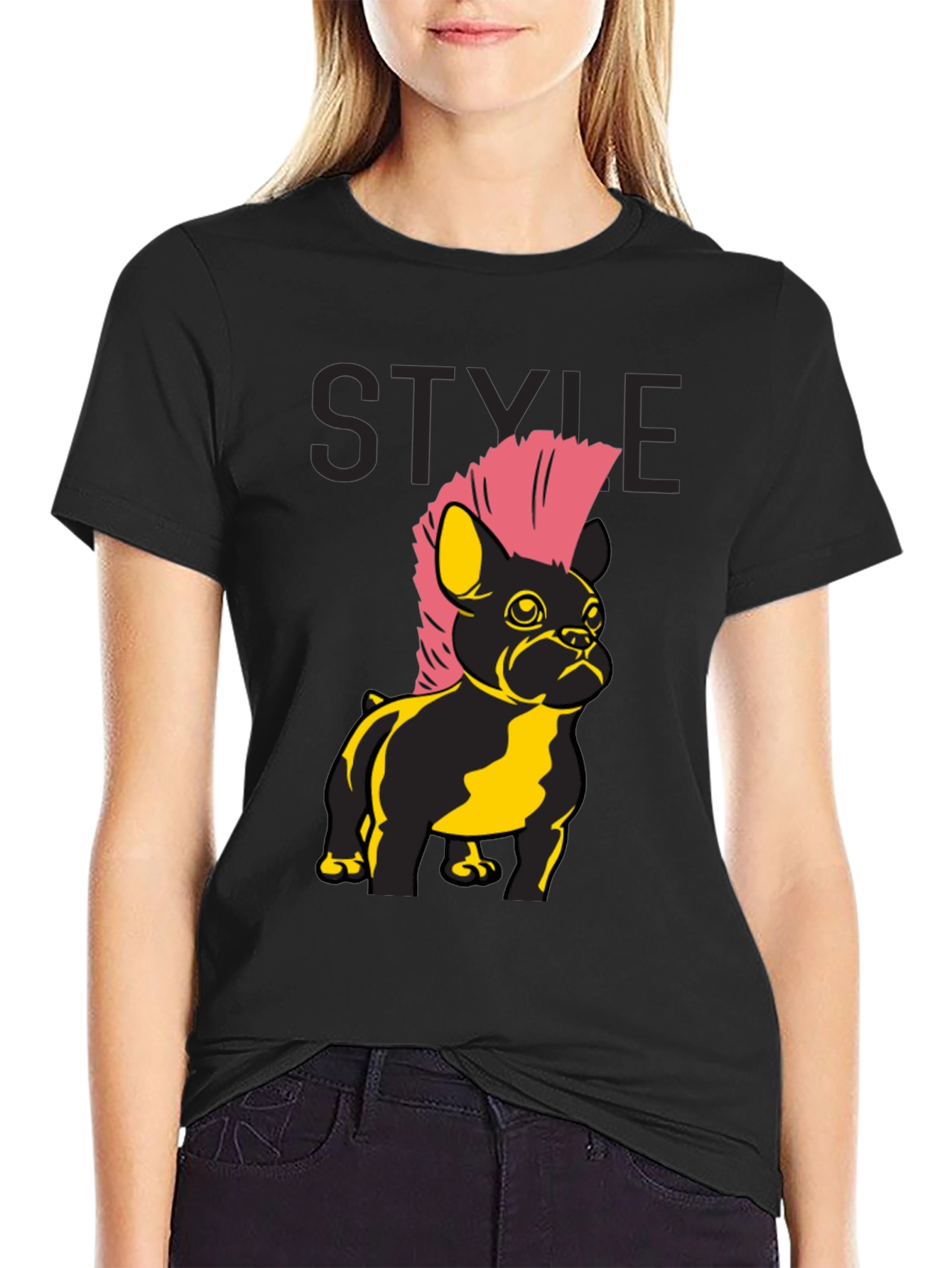 Punk Bulldog Graphic Tee - Black