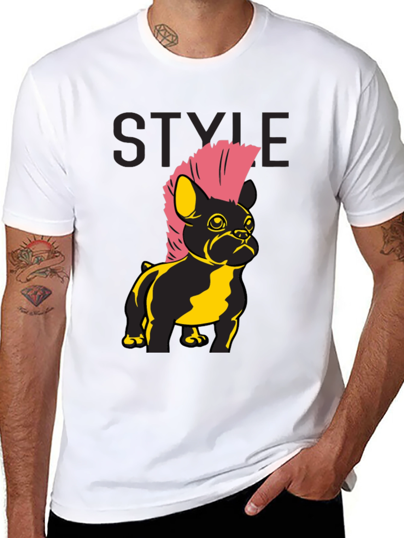 Punk Bulldog Graphic Tee - Black