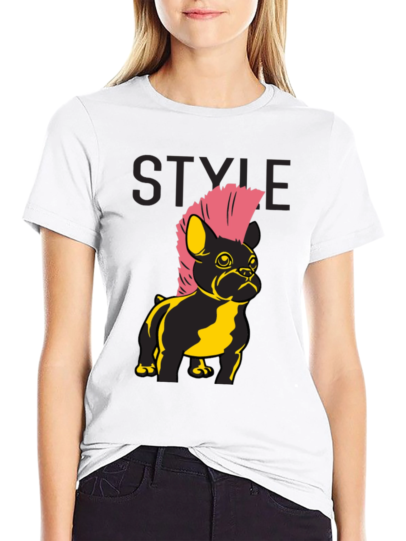 Punk Bulldog Graphic Tee - Black