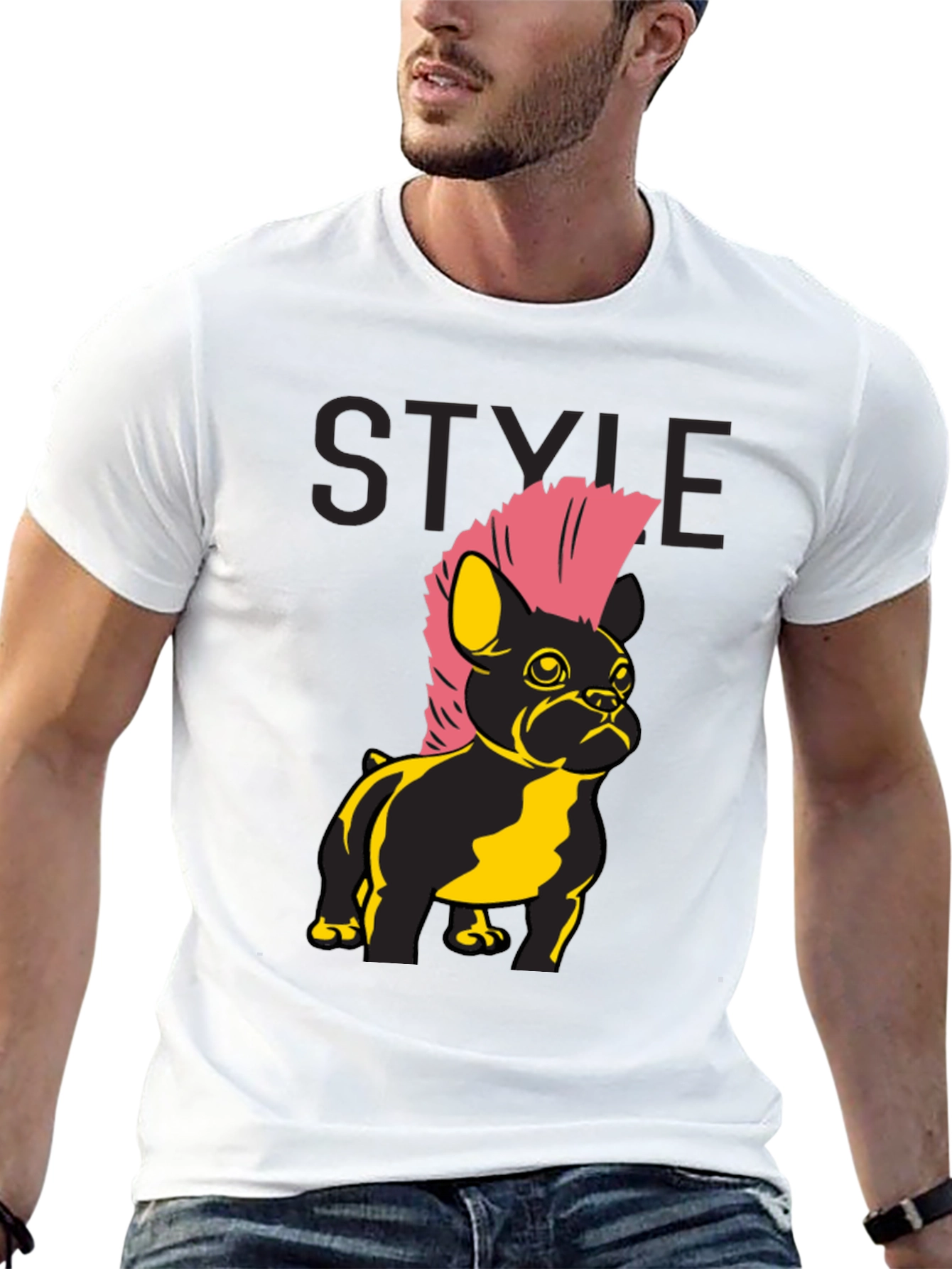 Punk Bulldog Graphic Tee - Black
