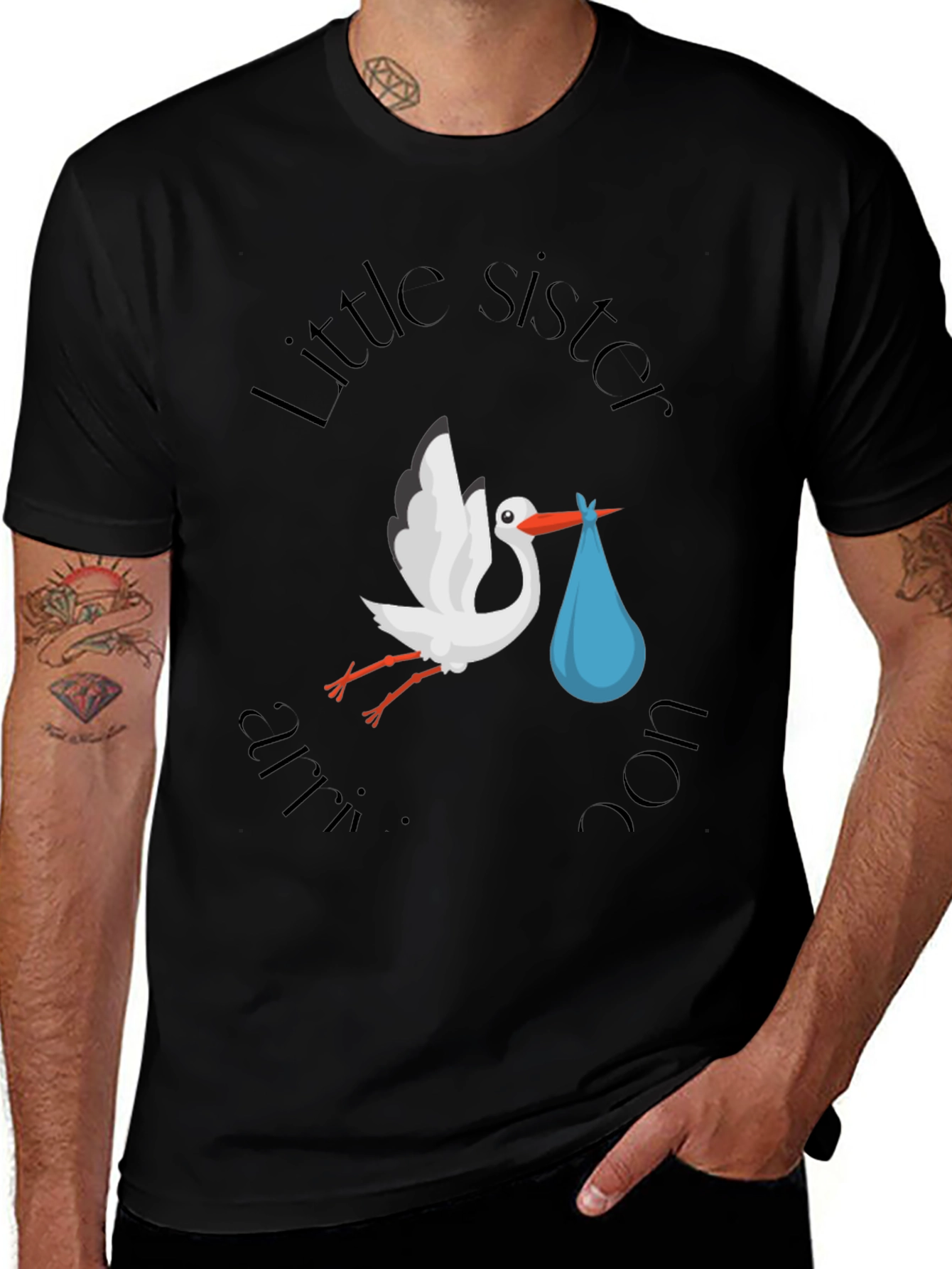 Little Sister Stork T-Shirt - Baby Announcement Tee