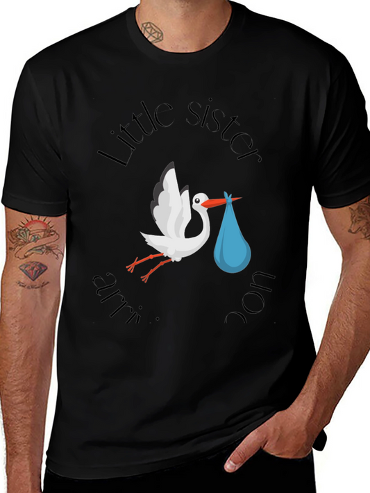 Little Sister Stork T-Shirt - Baby Announcement Tee