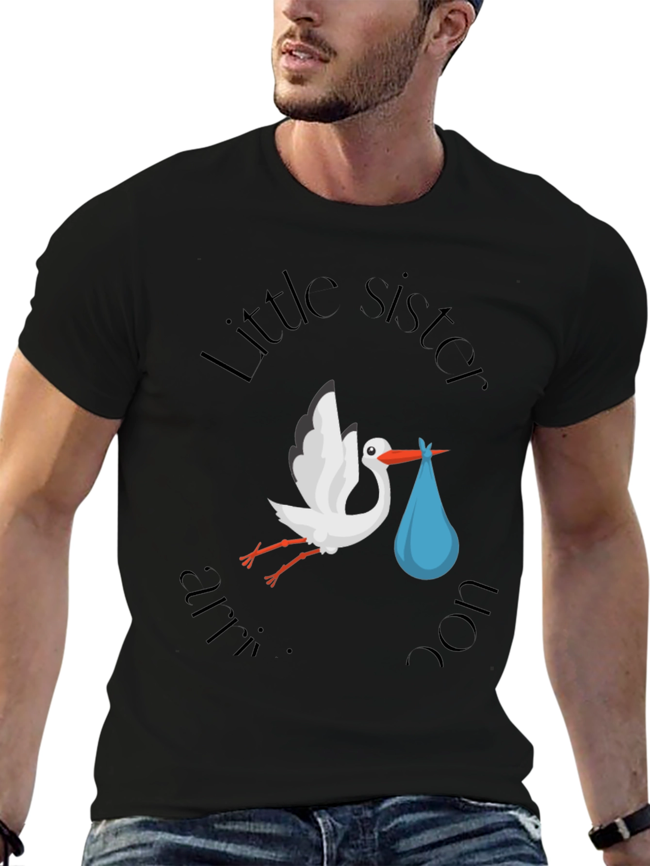 Little Sister Stork T-Shirt - Baby Announcement Tee