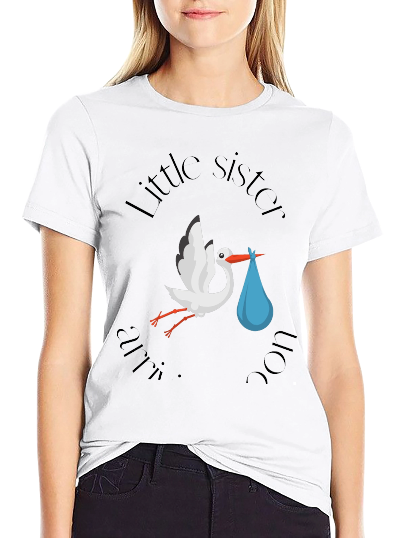 Little Sister Stork T-Shirt - Baby Announcement Tee