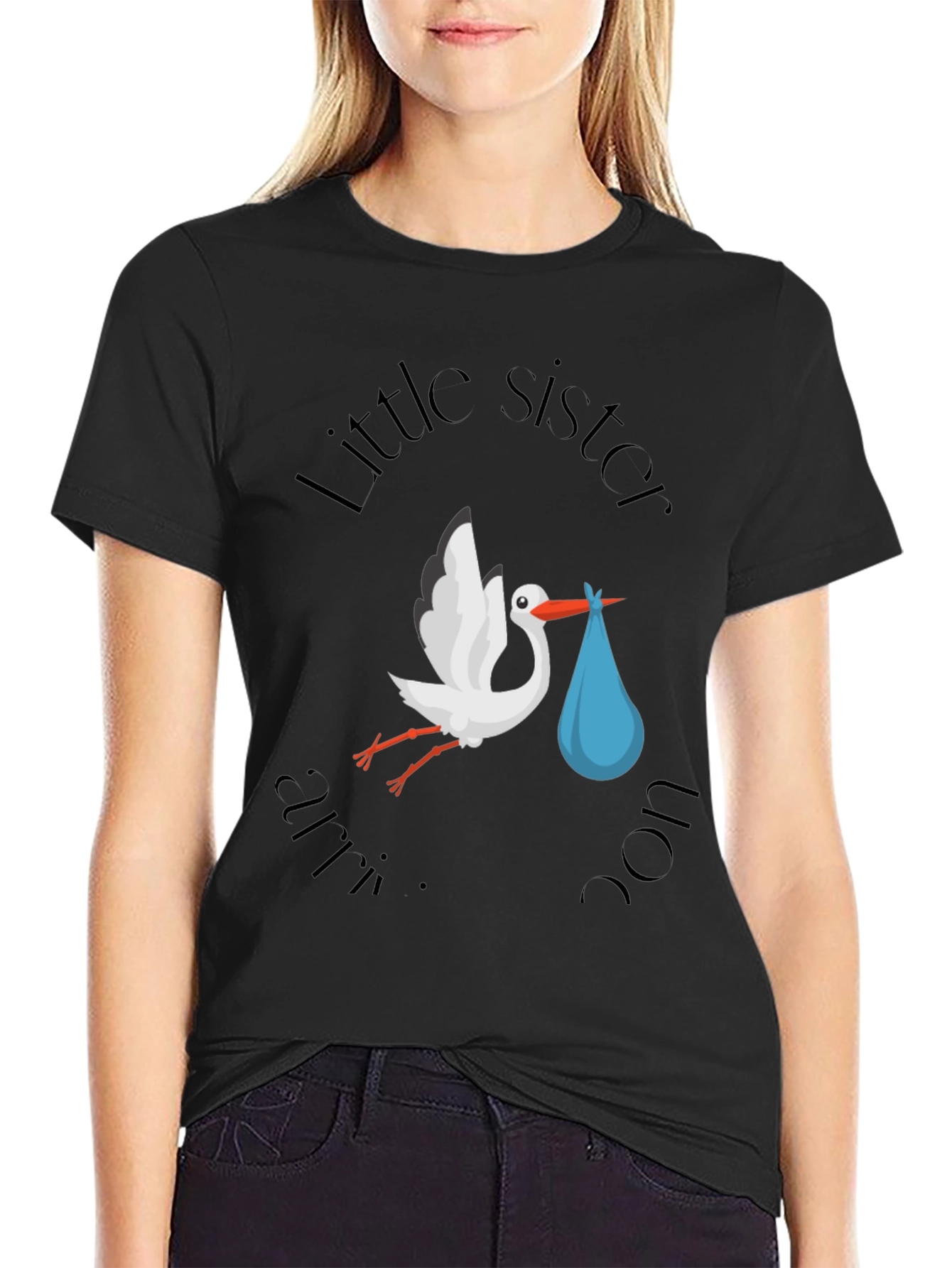 Little Sister Stork T-Shirt - Baby Announcement Tee