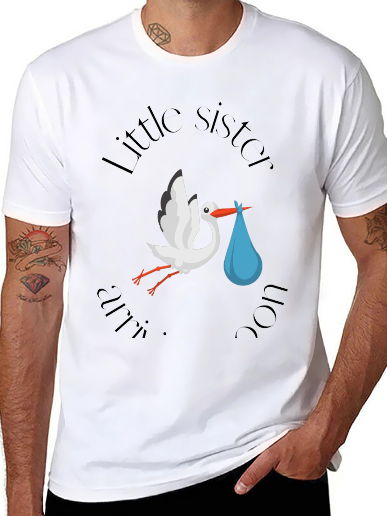 Little Sister Stork T-Shirt - Baby Announcement Tee