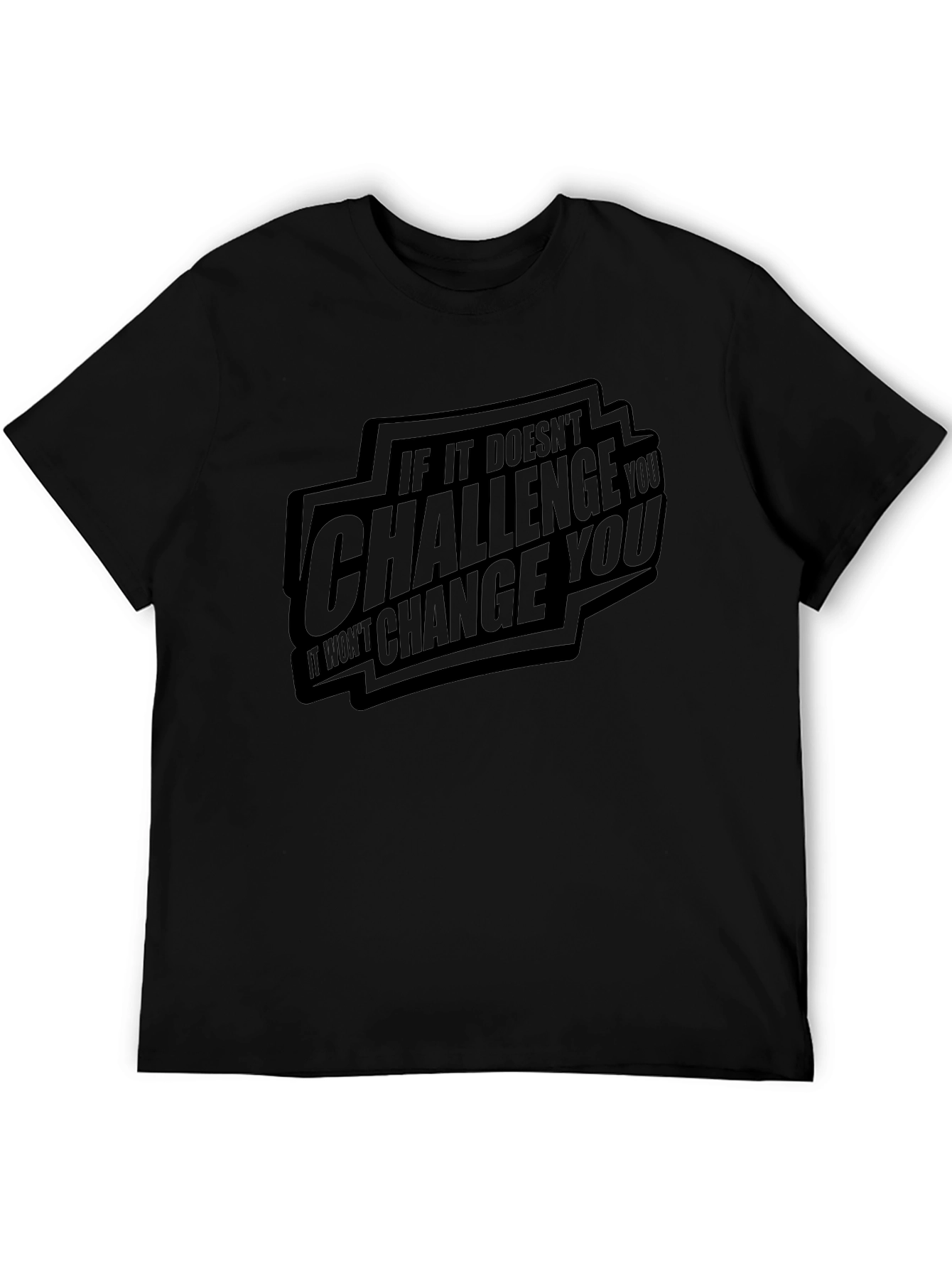 Challenge You Graphic Print Black T-Shirt