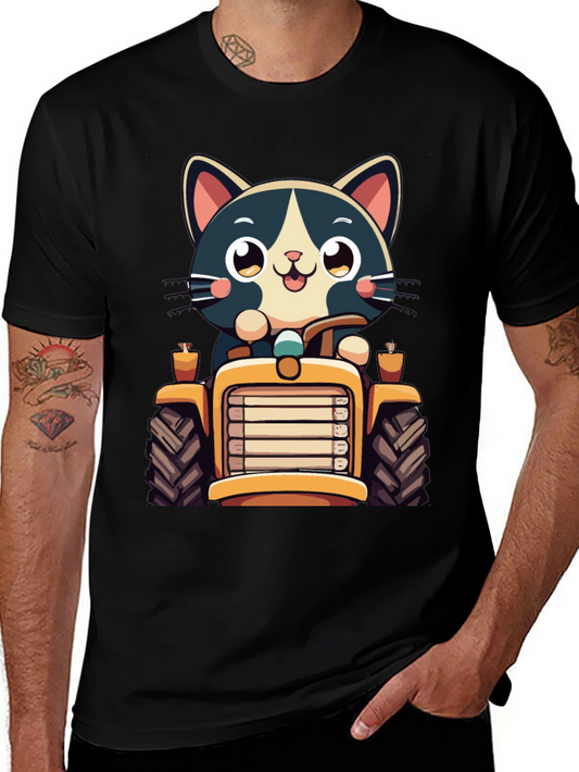 Cat Driving Tractor T-Shirt