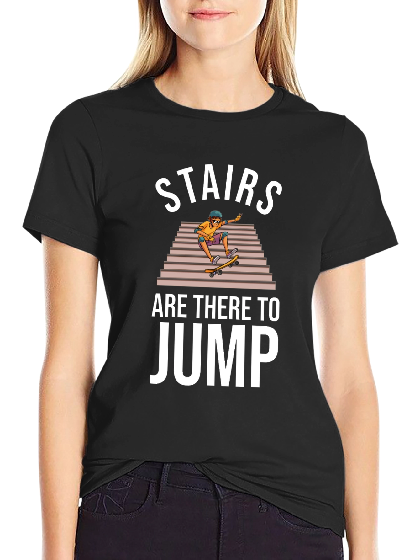 Stairs Are There to Jump Skater T-Shirt