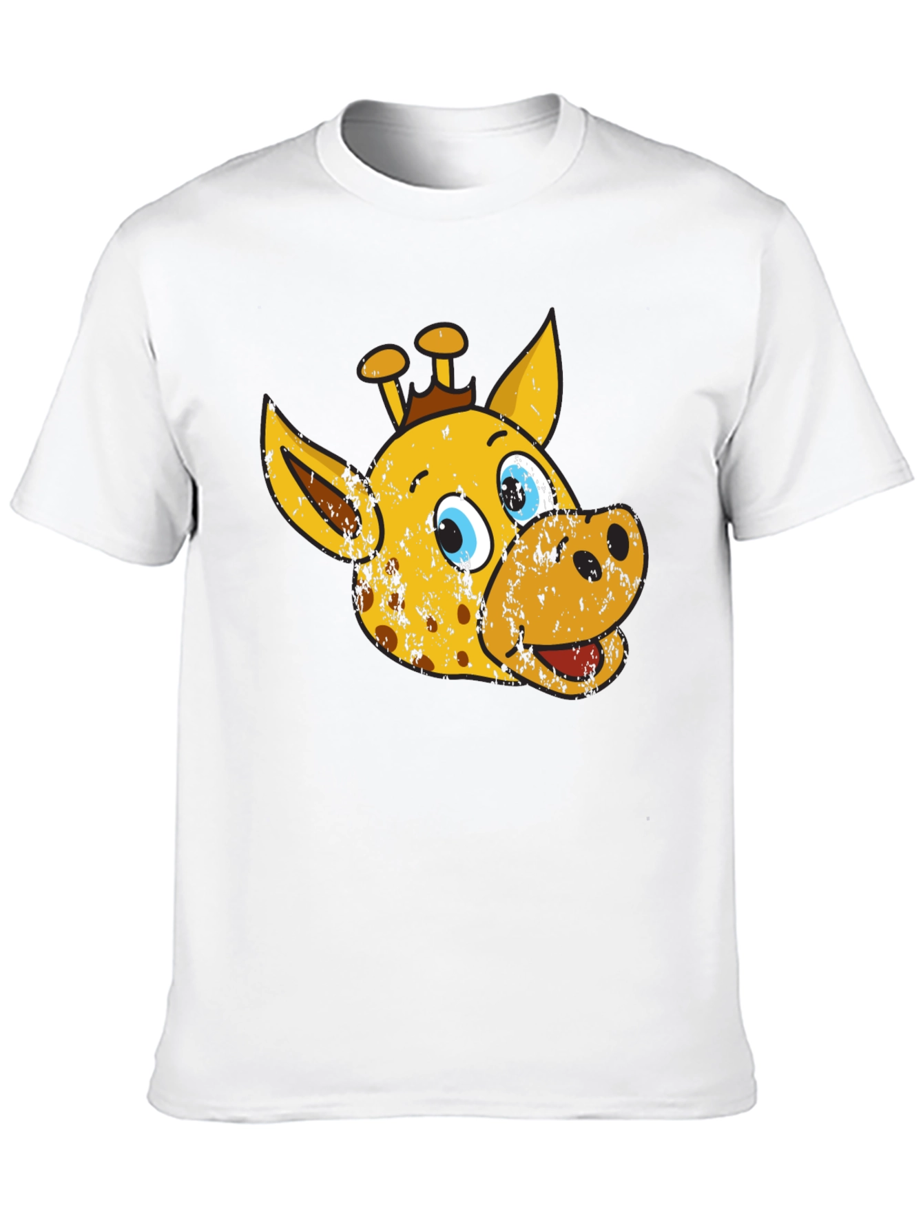 Cartoon Giraffe Graphic Tee - Black Casual T-Shirt