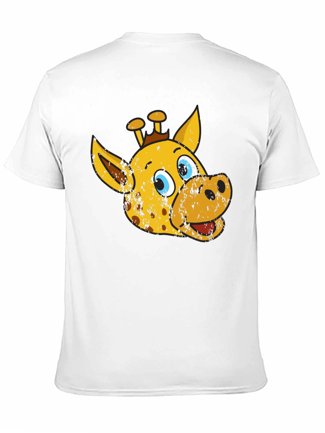 Cartoon Giraffe Graphic Tee - Black Casual T-Shirt