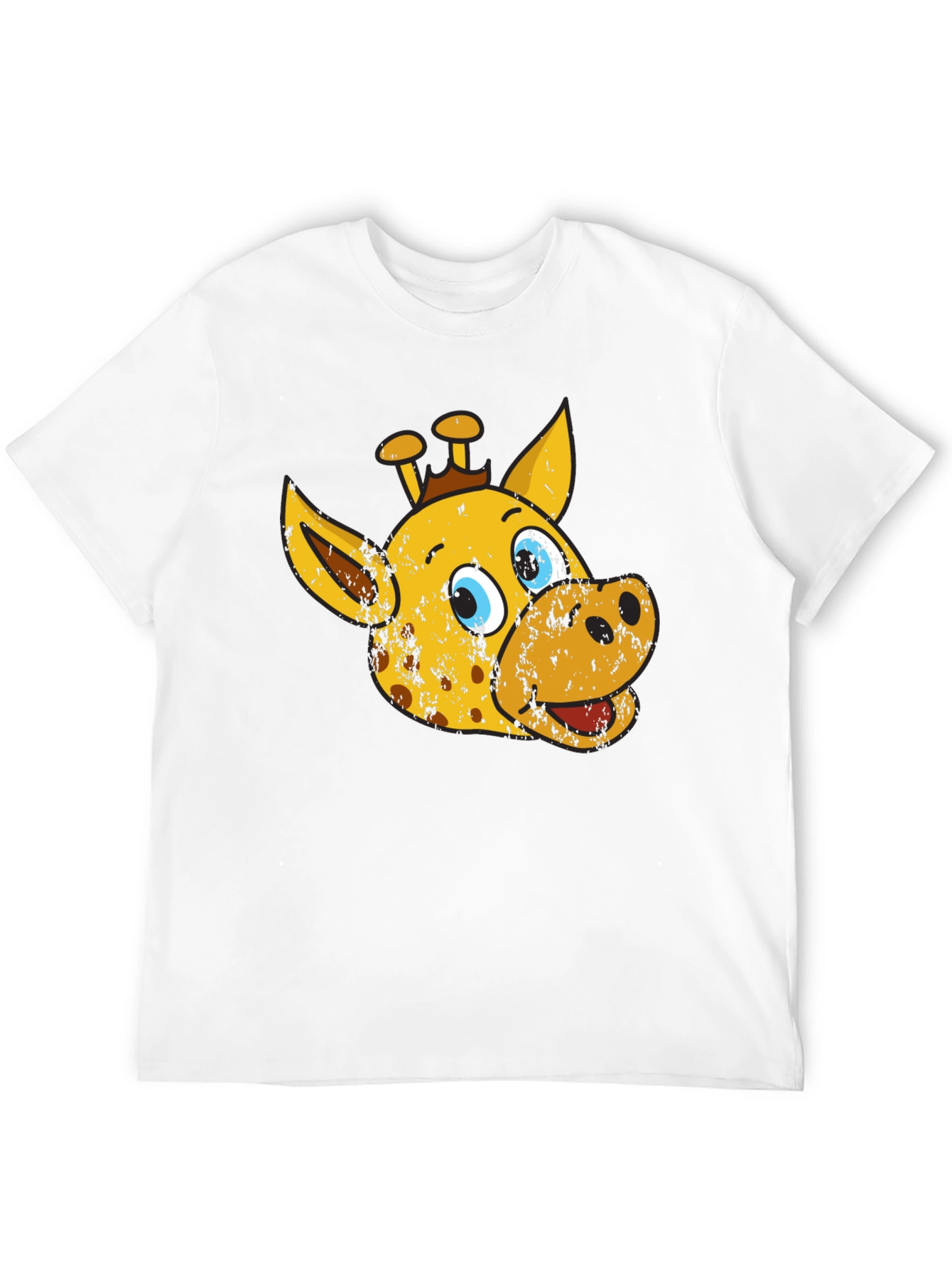 Cartoon Giraffe Graphic Tee - Black Casual T-Shirt