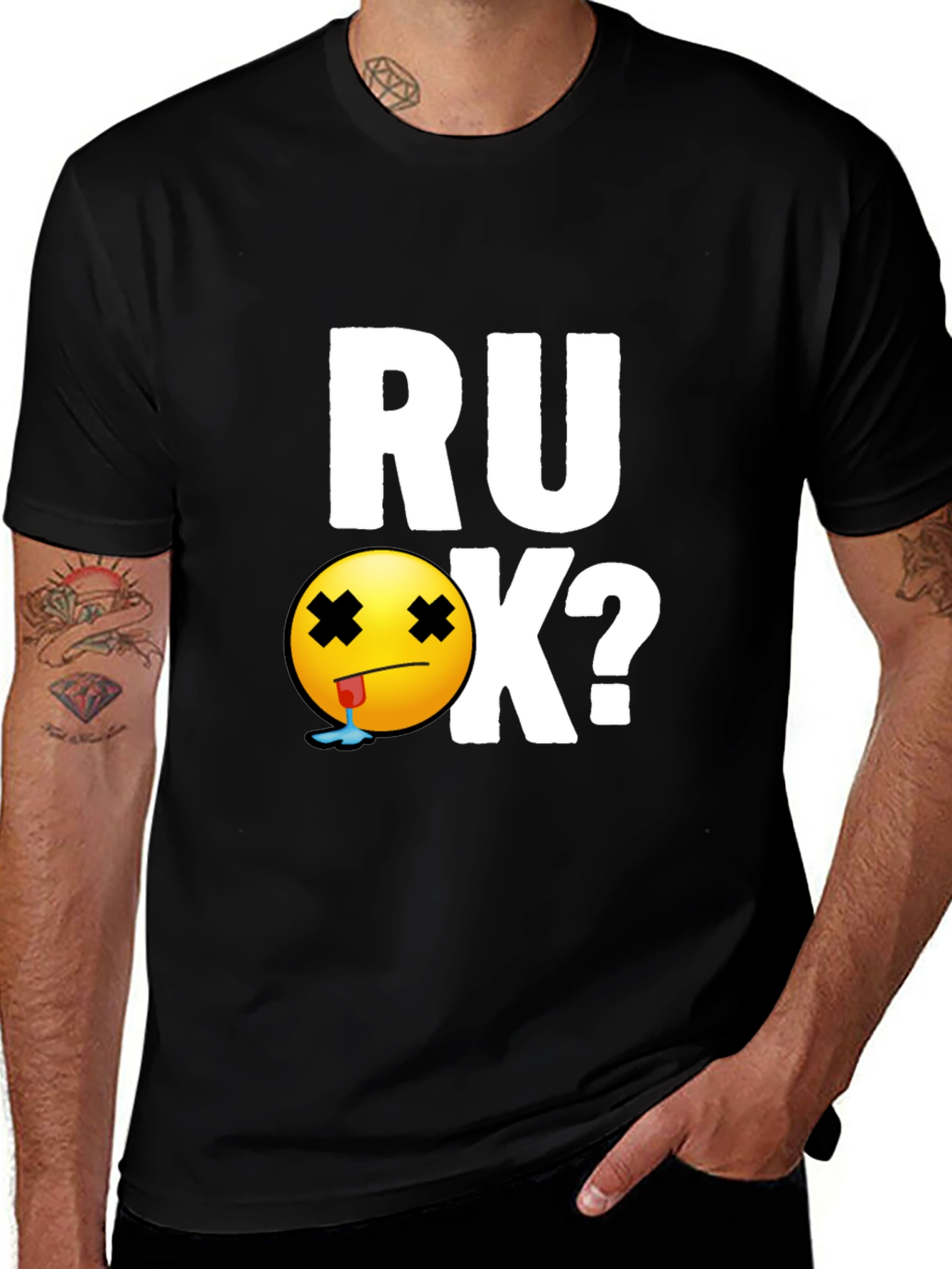 RU OK? Graphic T-Shirt - Black Cotton Tee