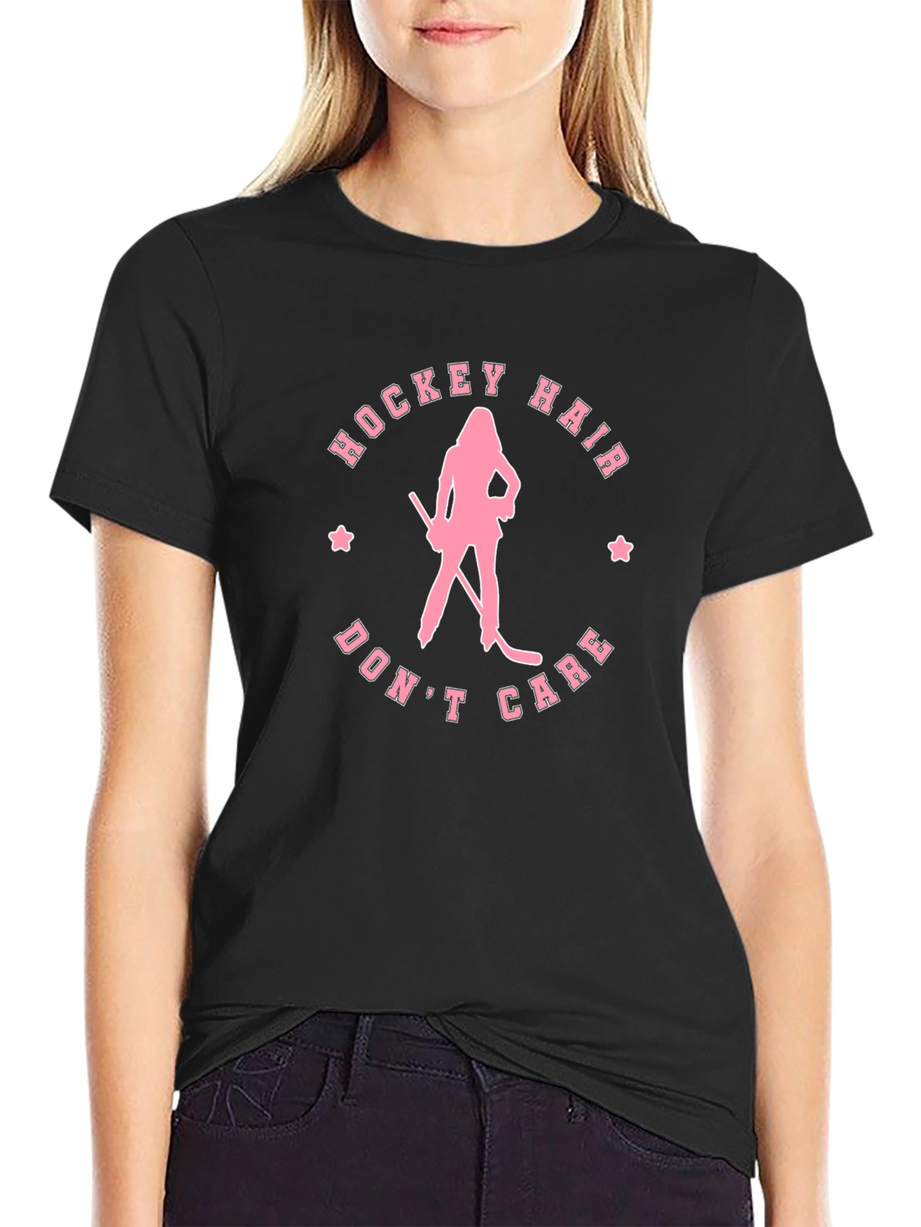 Hockey Hair Dont Care Graphic Tee