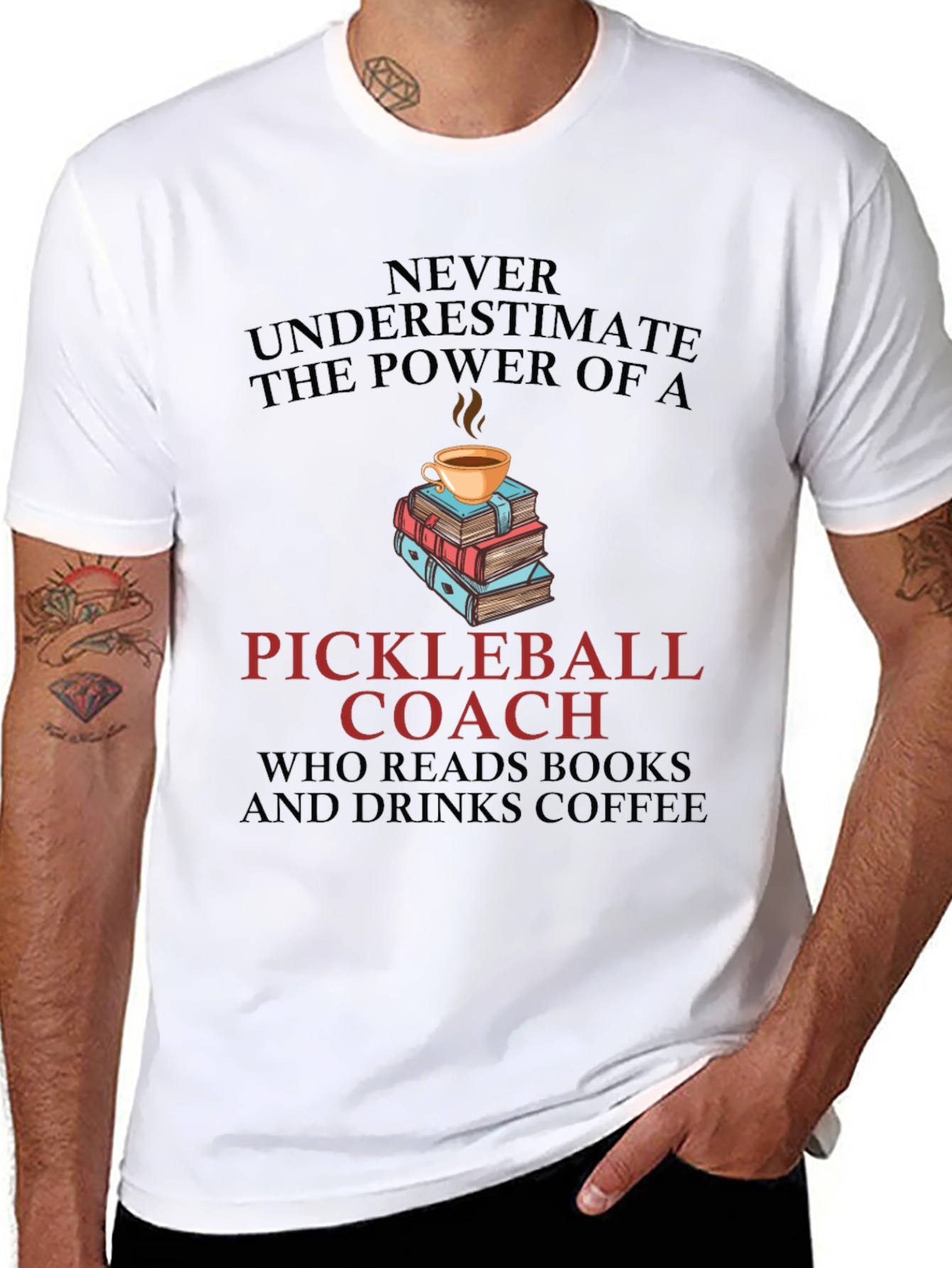 Pickleball Coach Coffee & Books T-Shirt