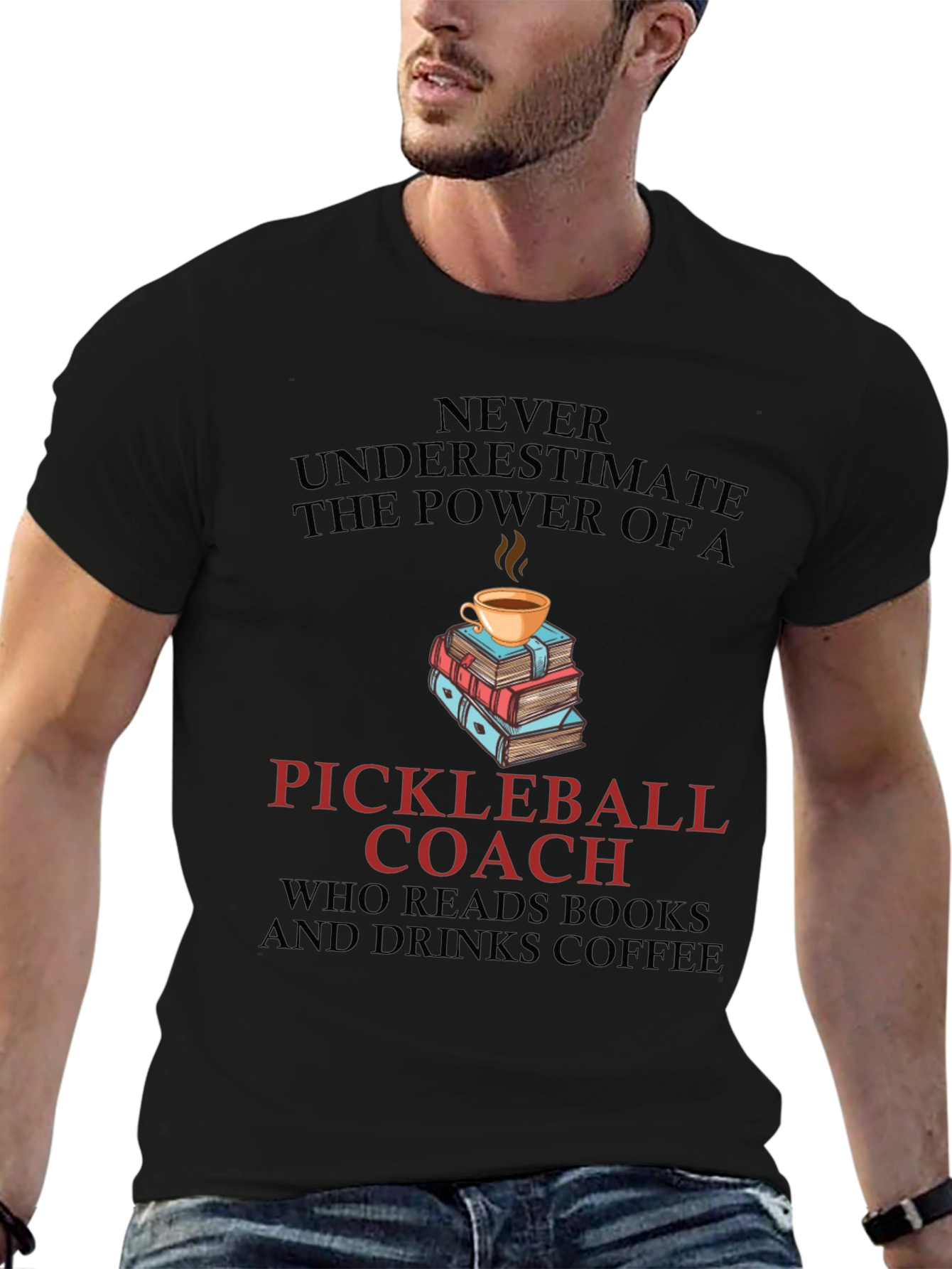 Pickleball Coach Coffee & Books T-Shirt