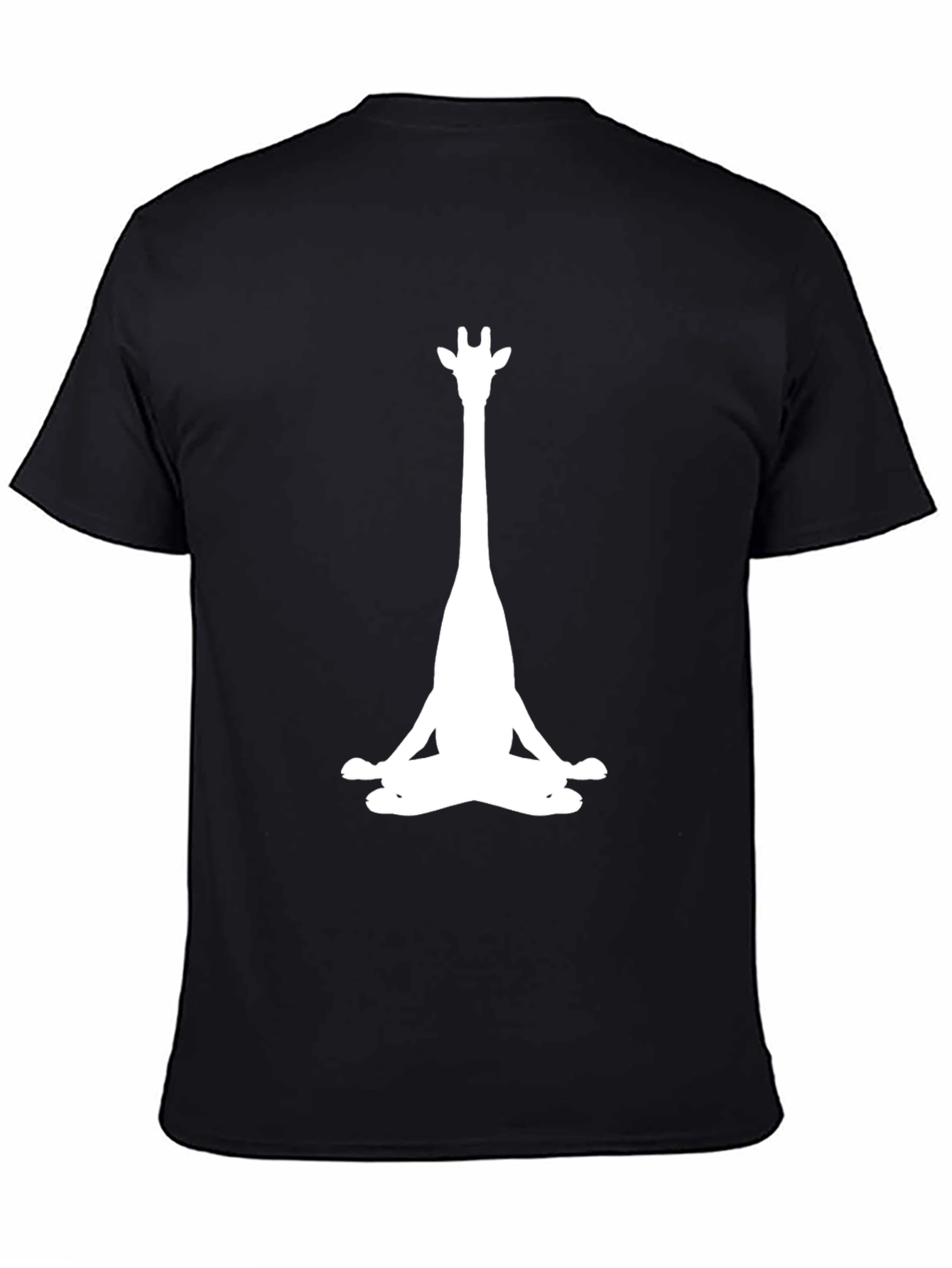 Meditating Giraffe Graphic Tee - Black Cotton T-Shirt