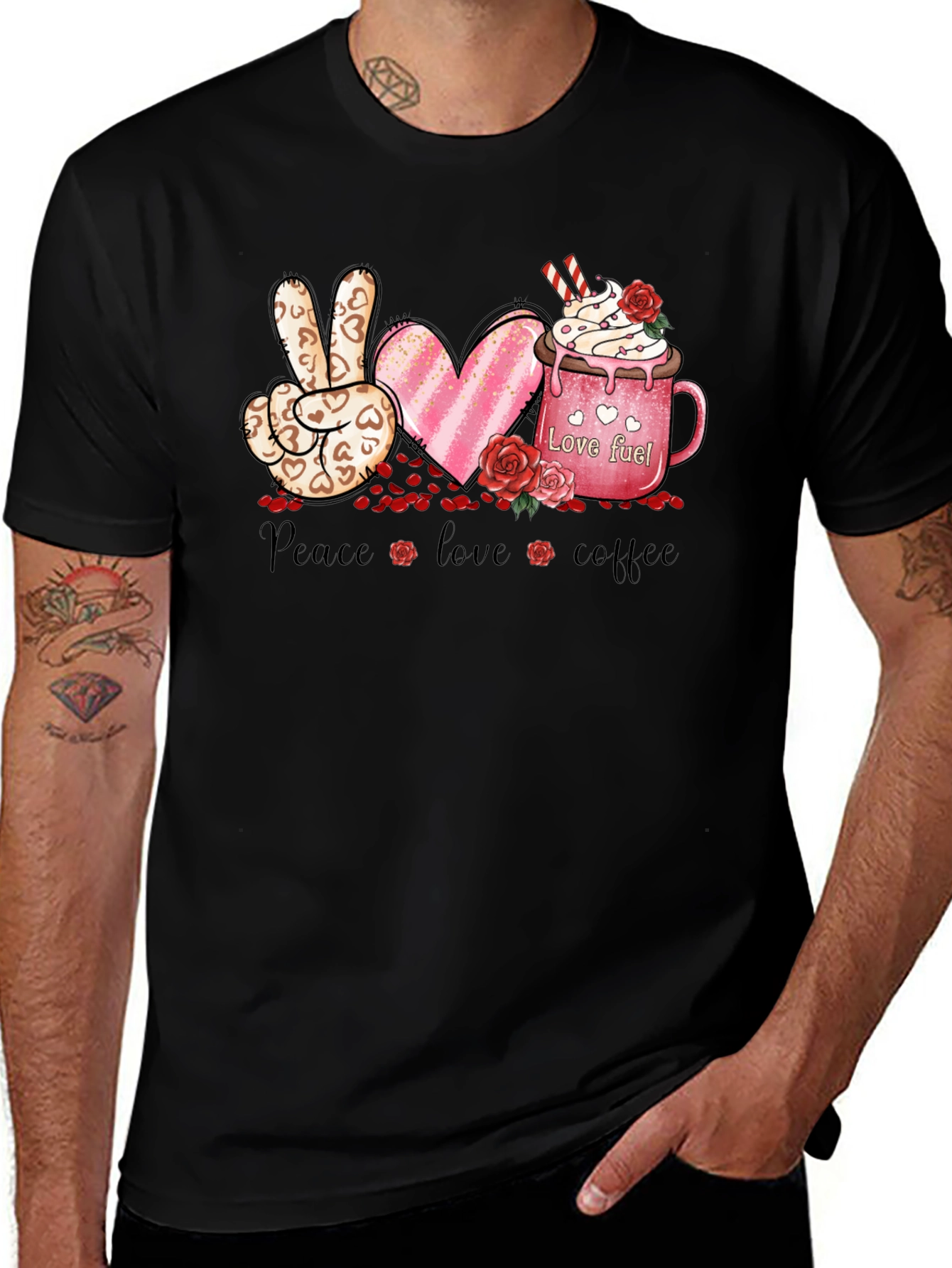Peace Love Coffee Valentine T-Shirt