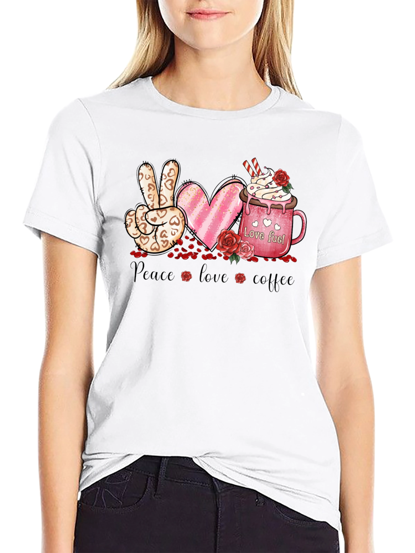 Peace Love Coffee Valentine T-Shirt