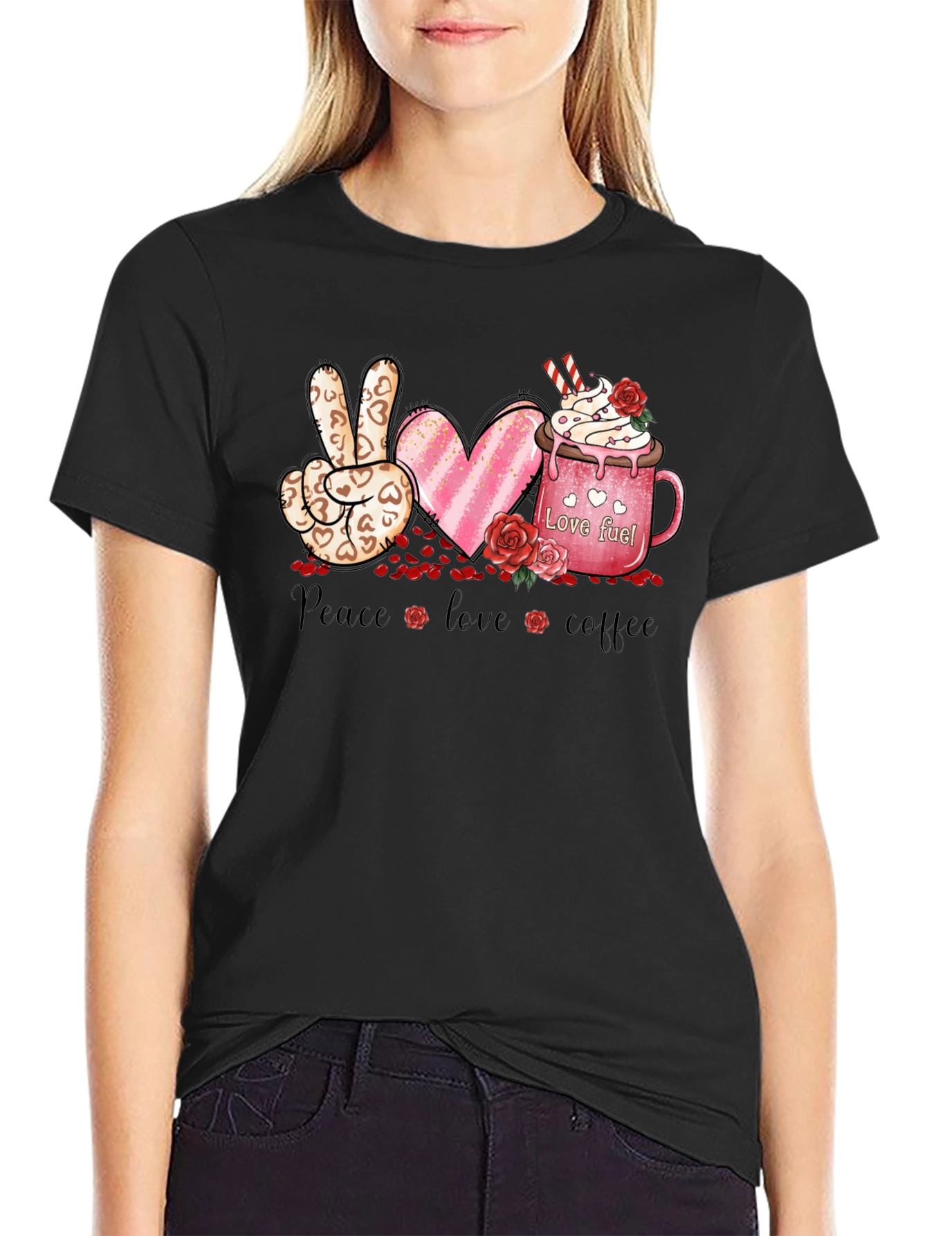 Peace Love Coffee Valentine T-Shirt