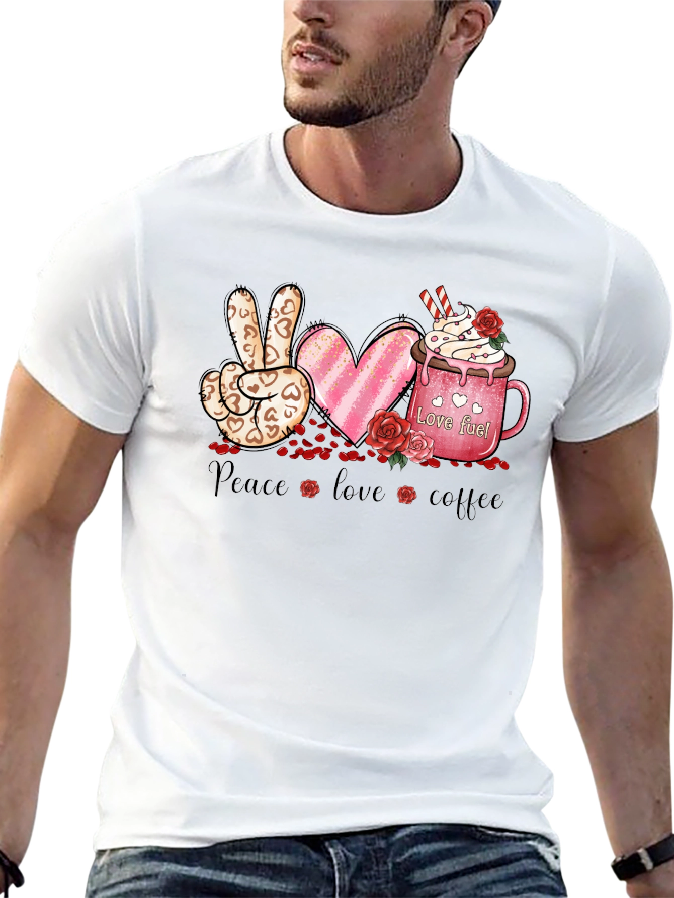 Peace Love Coffee Valentine T-Shirt