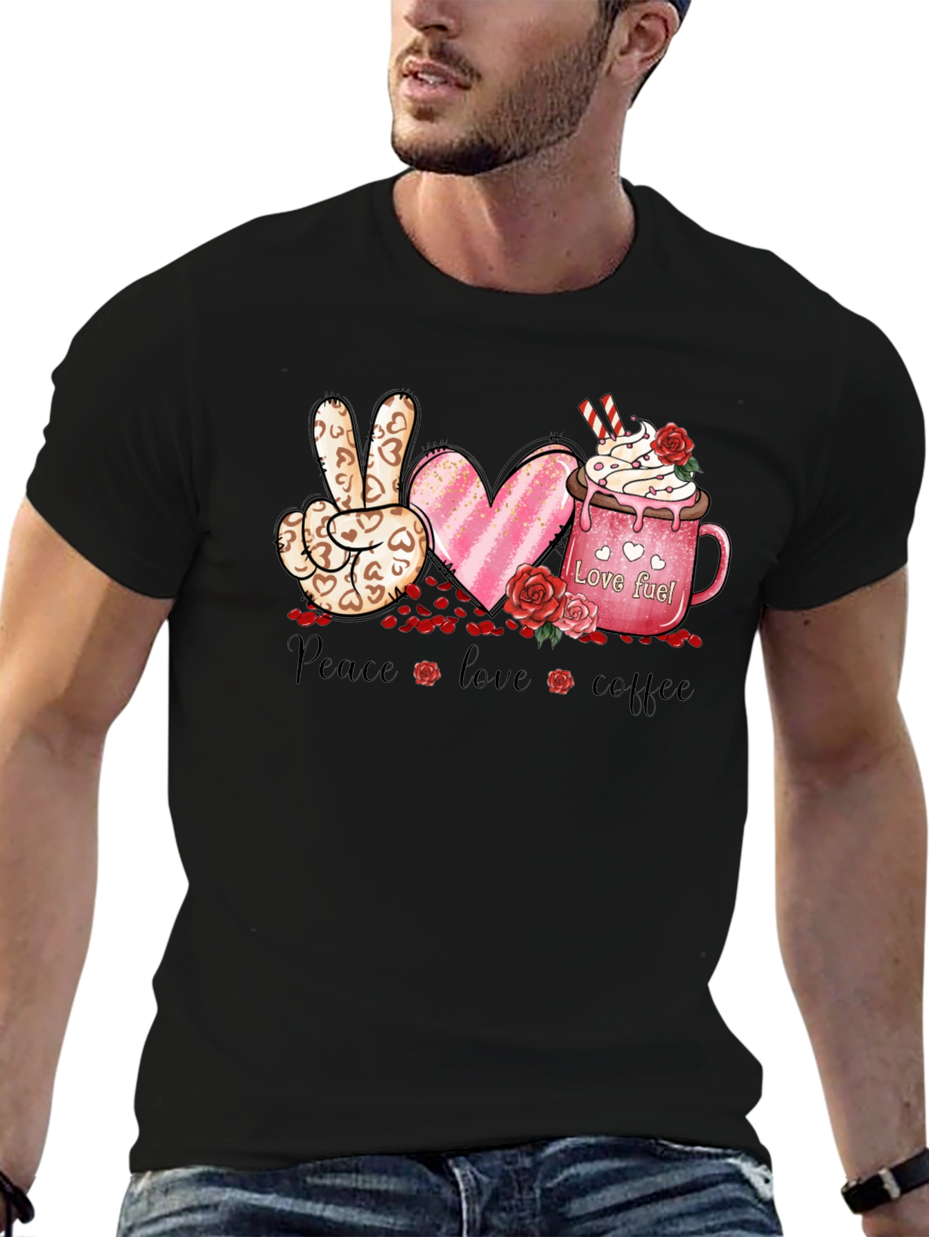 Peace Love Coffee Valentine T-Shirt