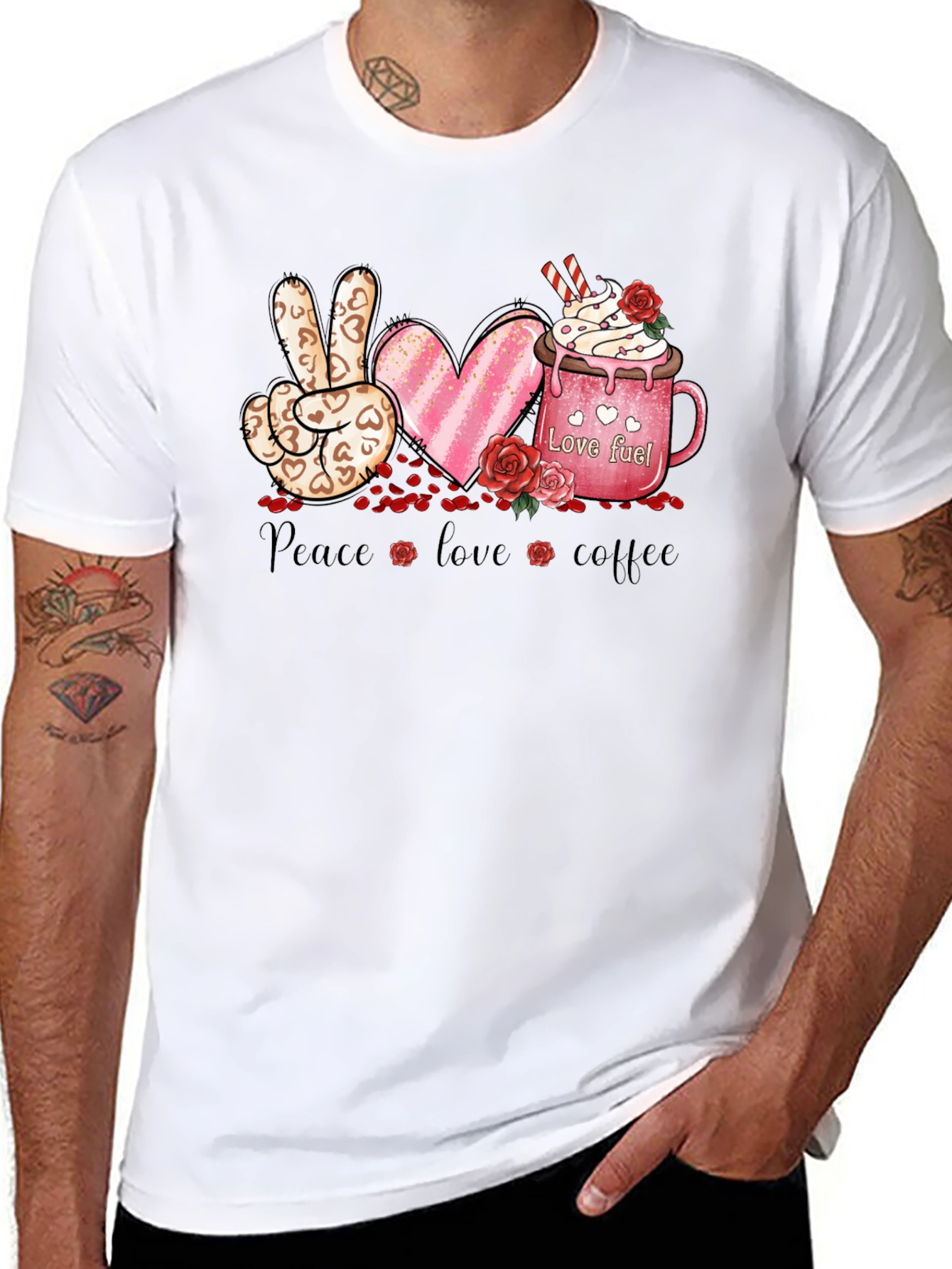 Peace Love Coffee Valentine T-Shirt