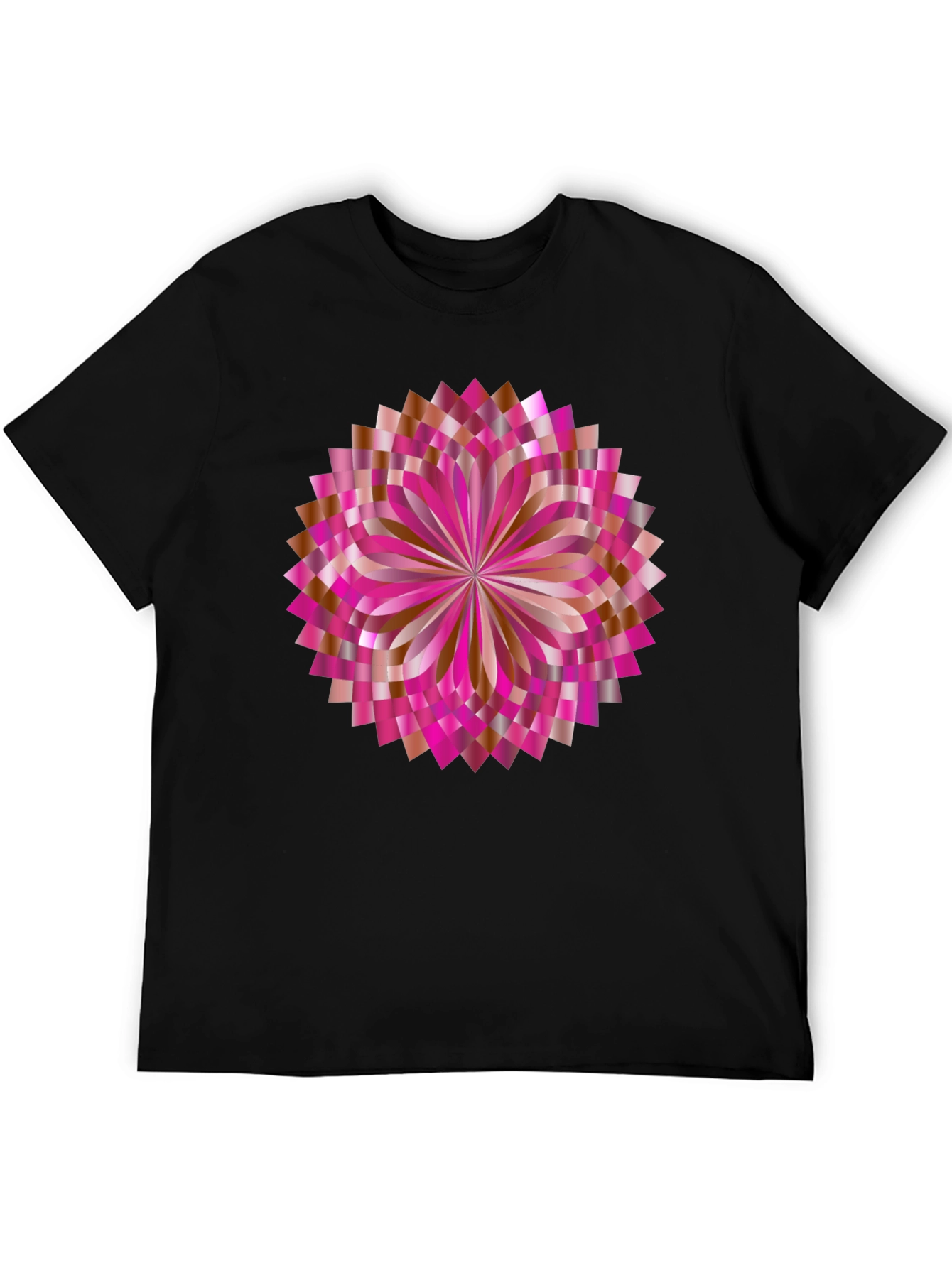 Abstract Geometric Floral Graphic Black T-Shirt