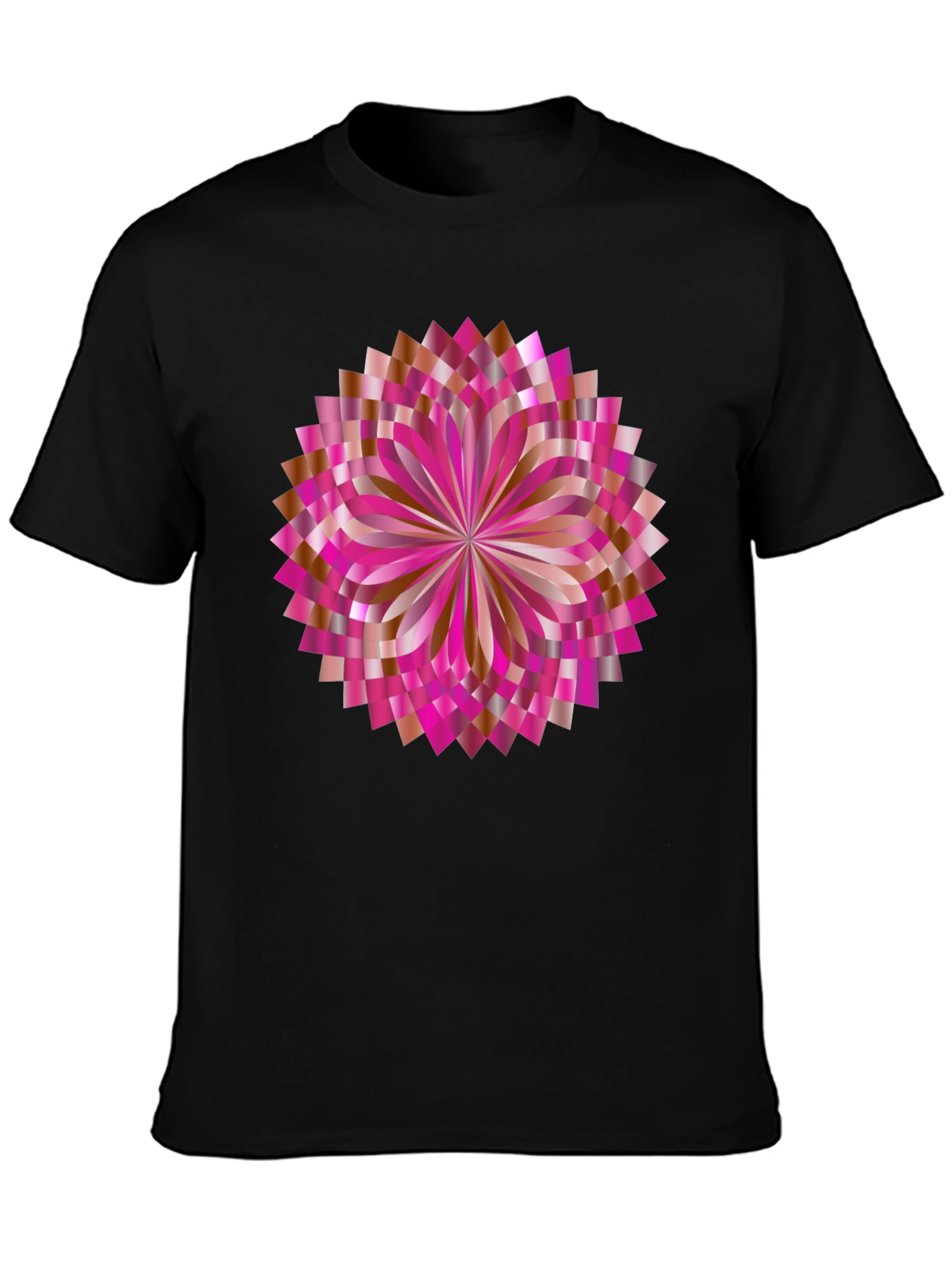 Abstract Geometric Floral Graphic Black T-Shirt
