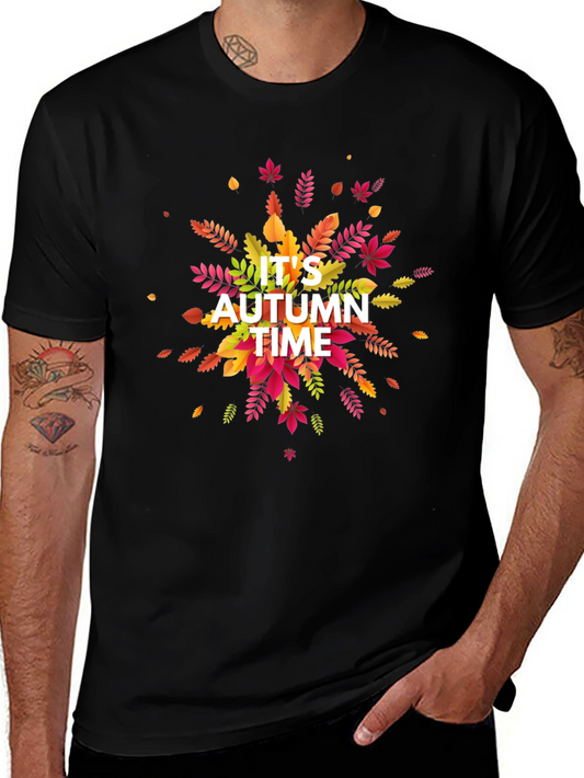 Its Autumn Time Black Graphic T-Shirt