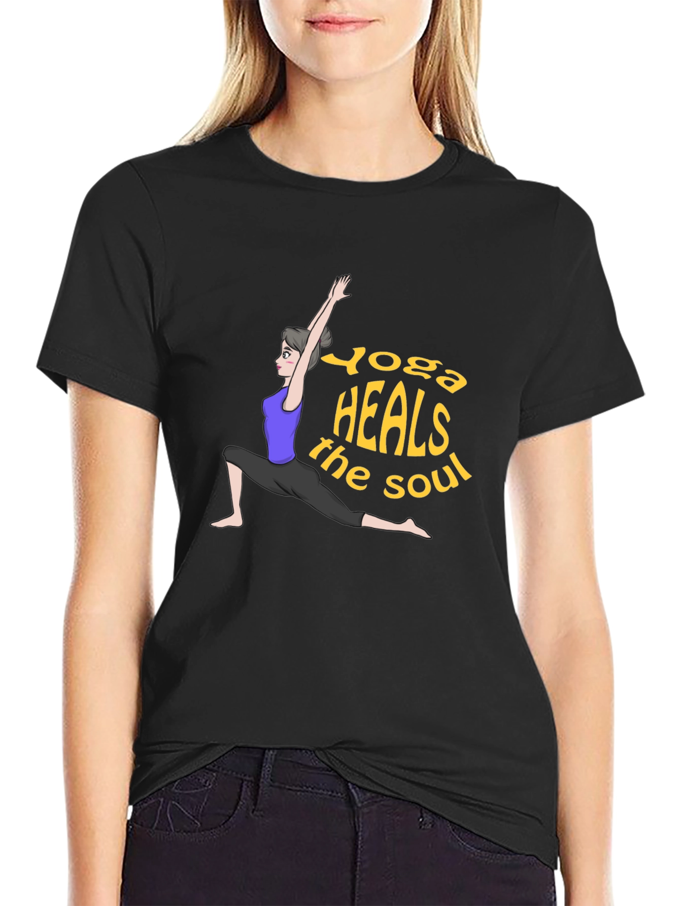 Yoga Heals the Soul Black Graphic Tee