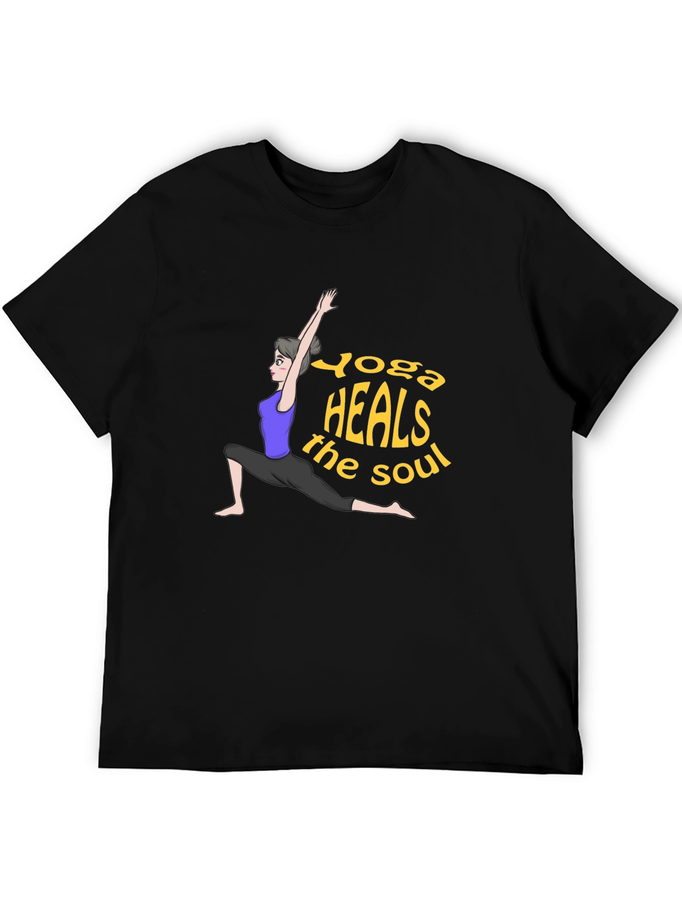 Yoga Heals the Soul Black Graphic Tee